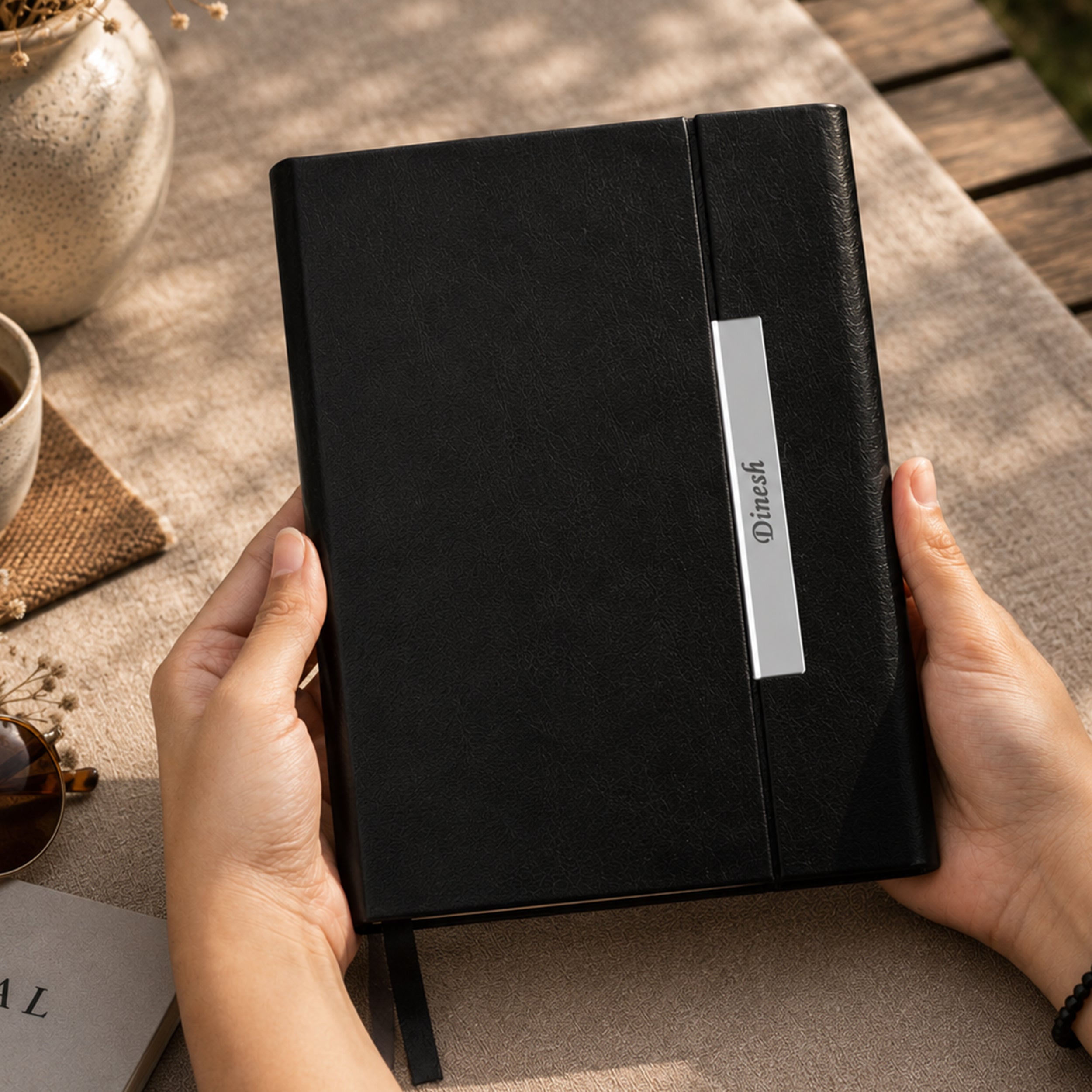 Monarch Personalized A5 Leatherette Diary & Pen Set - Black