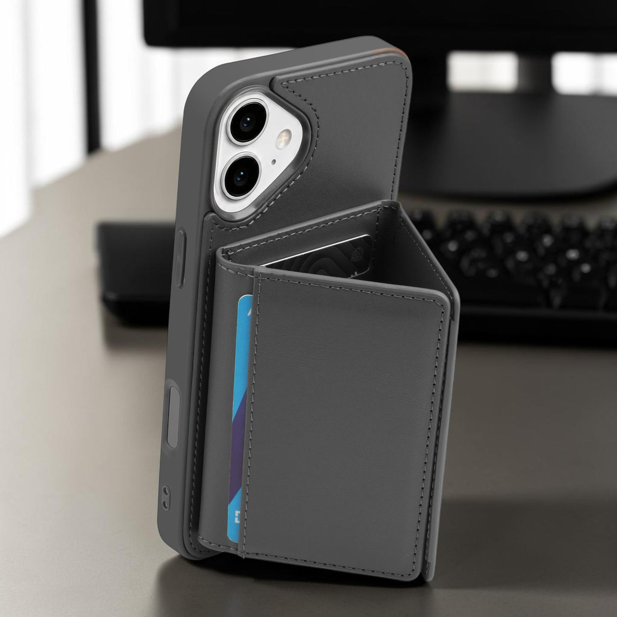 iPhone 16 Plus Magnetic Case with Detachable Cardholder - Grey