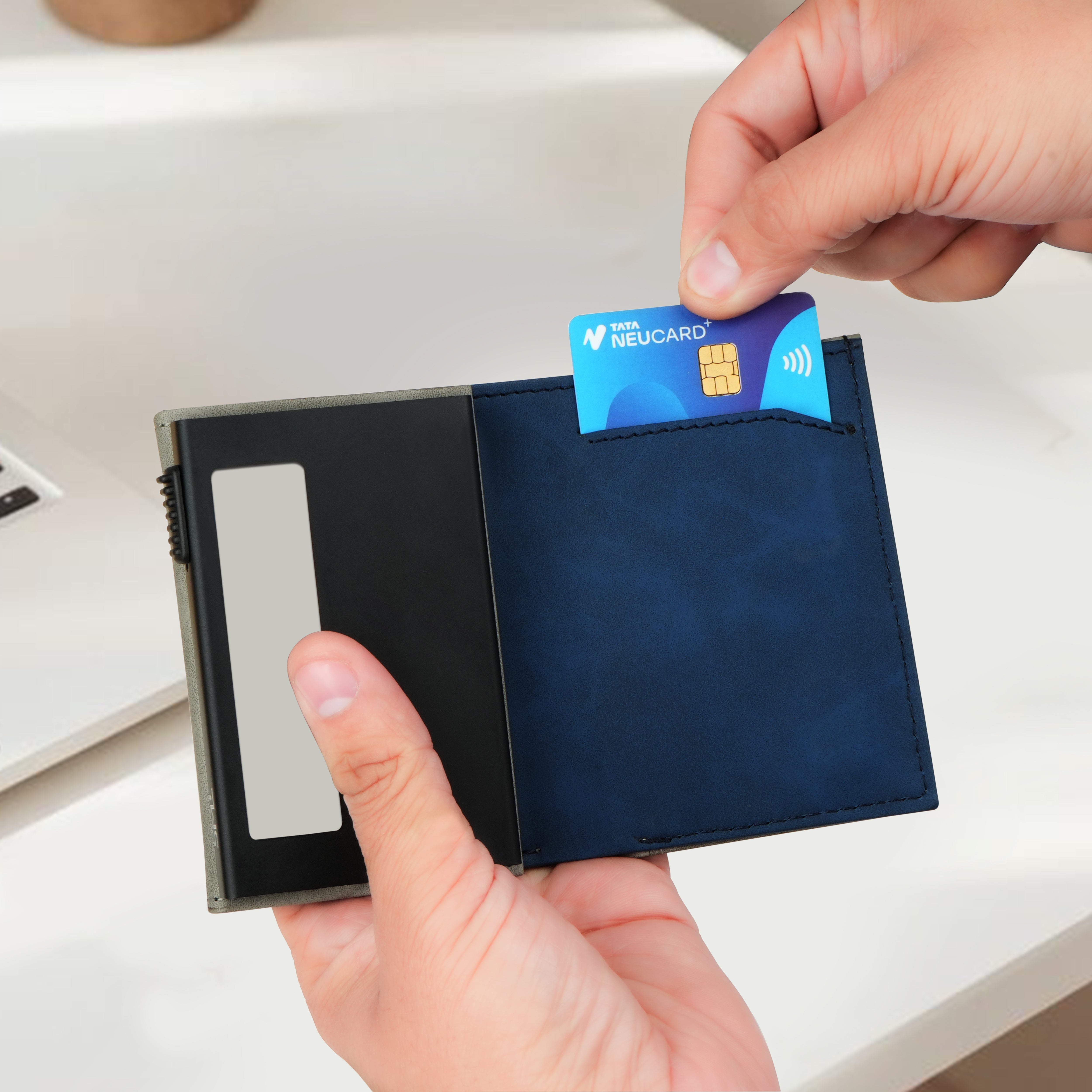 SlideX Neo RFID-Protected Dual Color Wallet Cardholder - Grey