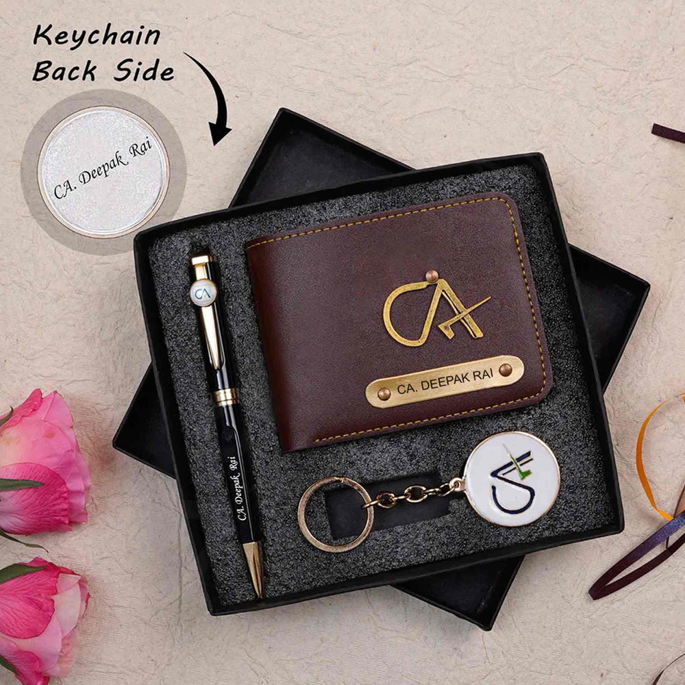 Wallet Keychain Chain Personalized Wallet Pen & Key Chain Set For CA