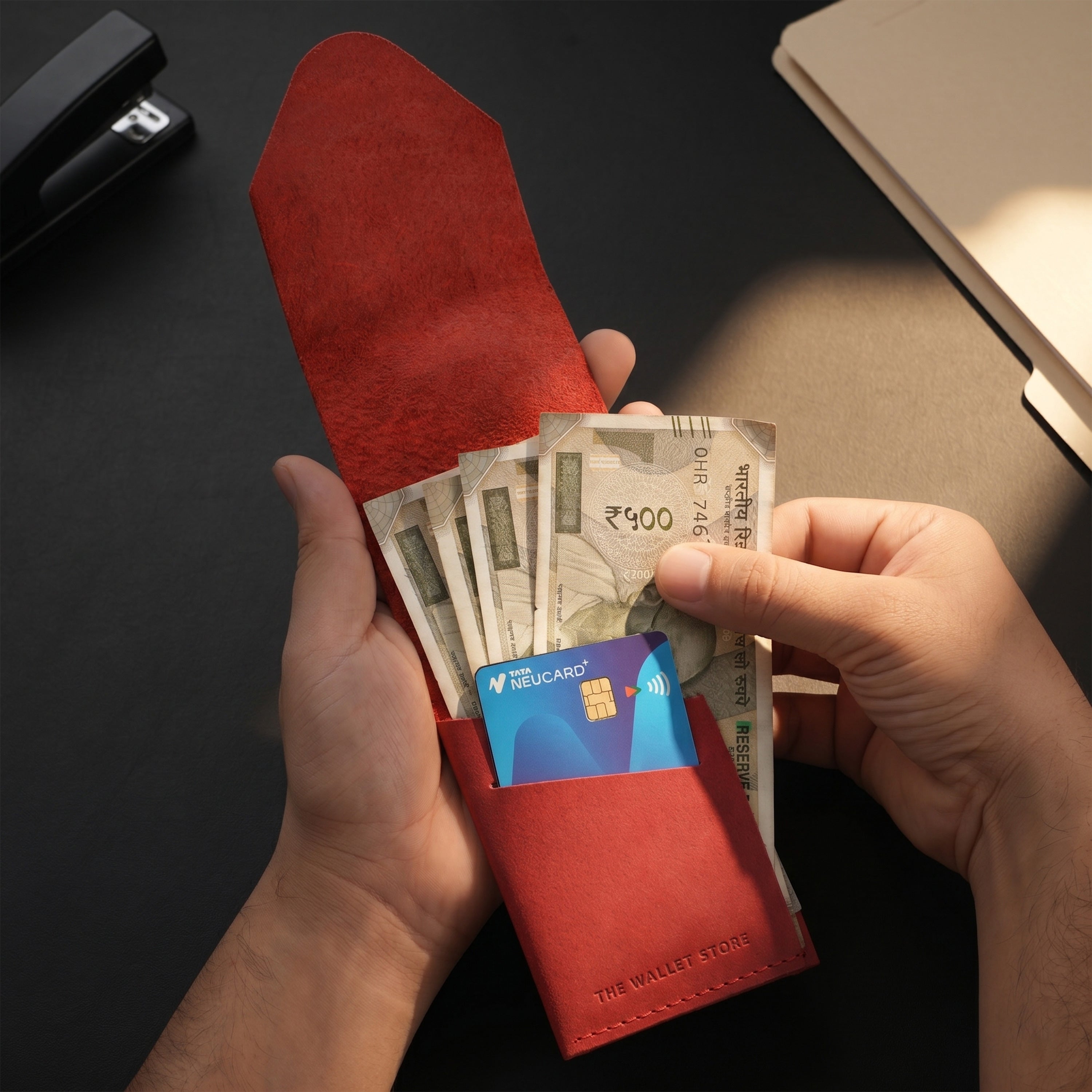 Urban Flip Genuine Leather Wallet - Red