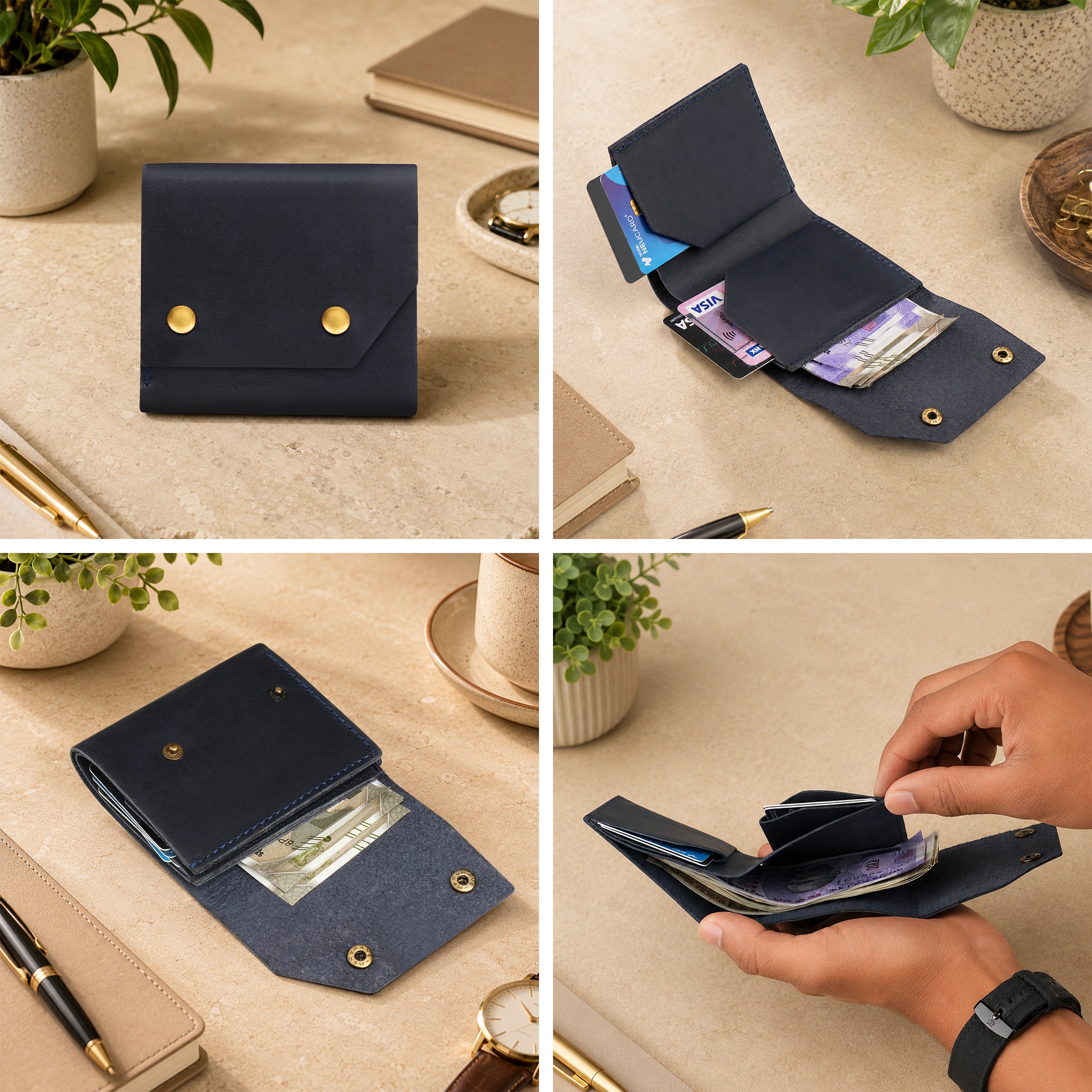 Snapper Minimalist Genuine Leather Wallet - Blue