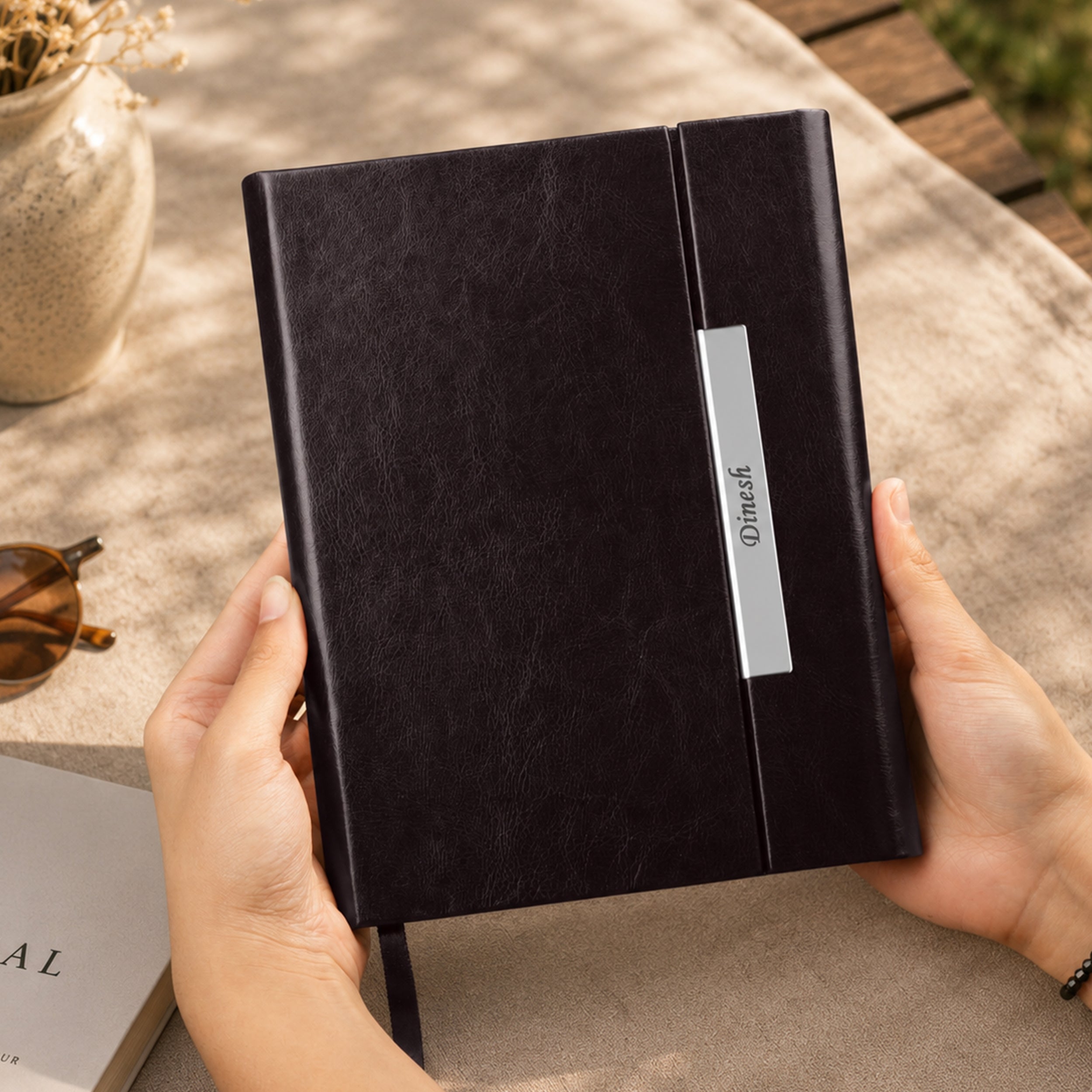 Monarch Personalized A5 Leatherette Diary & Pen Set - Brown