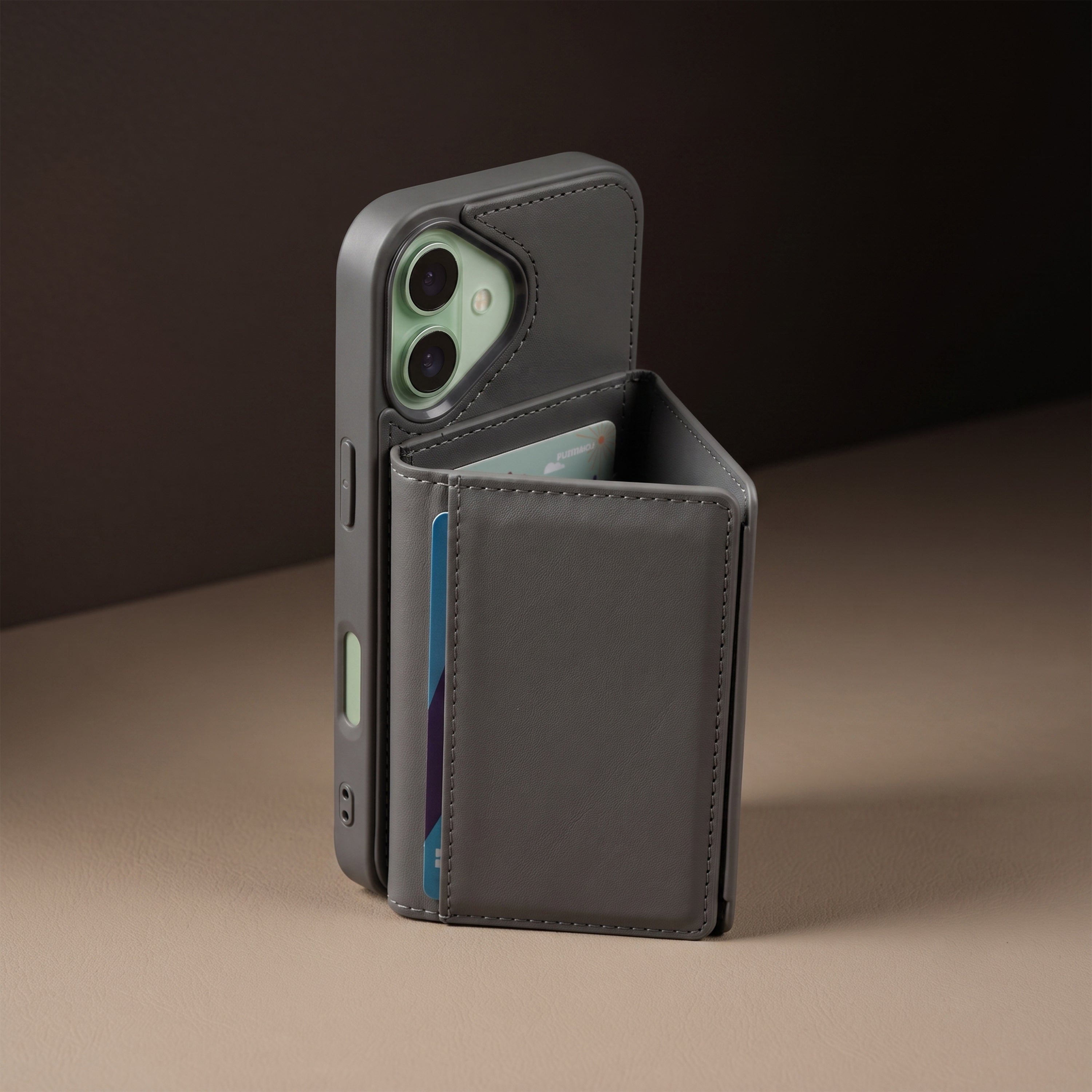iPhone 16 Magnetic Case with Detachable Cardholder - Grey