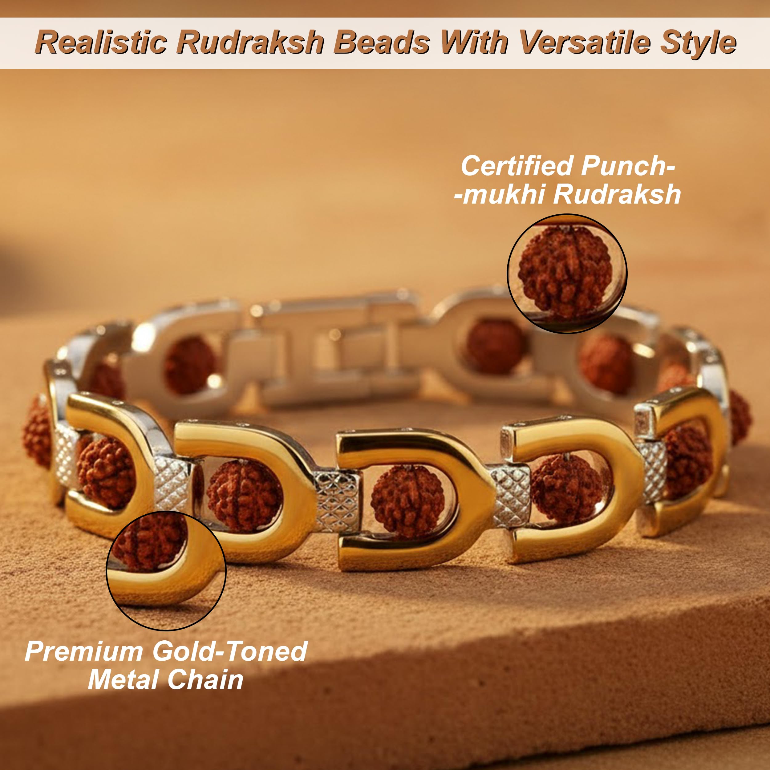 Royale Rudraksh Gold Plated Bracelet Rakhi