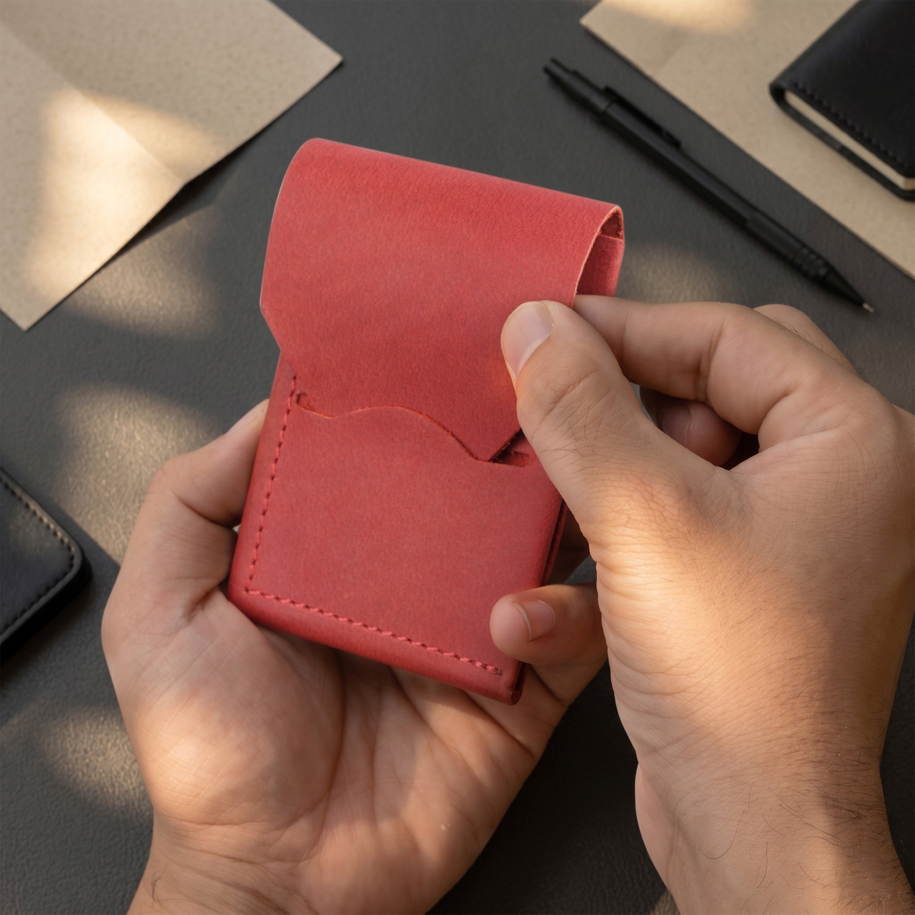 Urban Flip Genuine Leather Wallet - Red