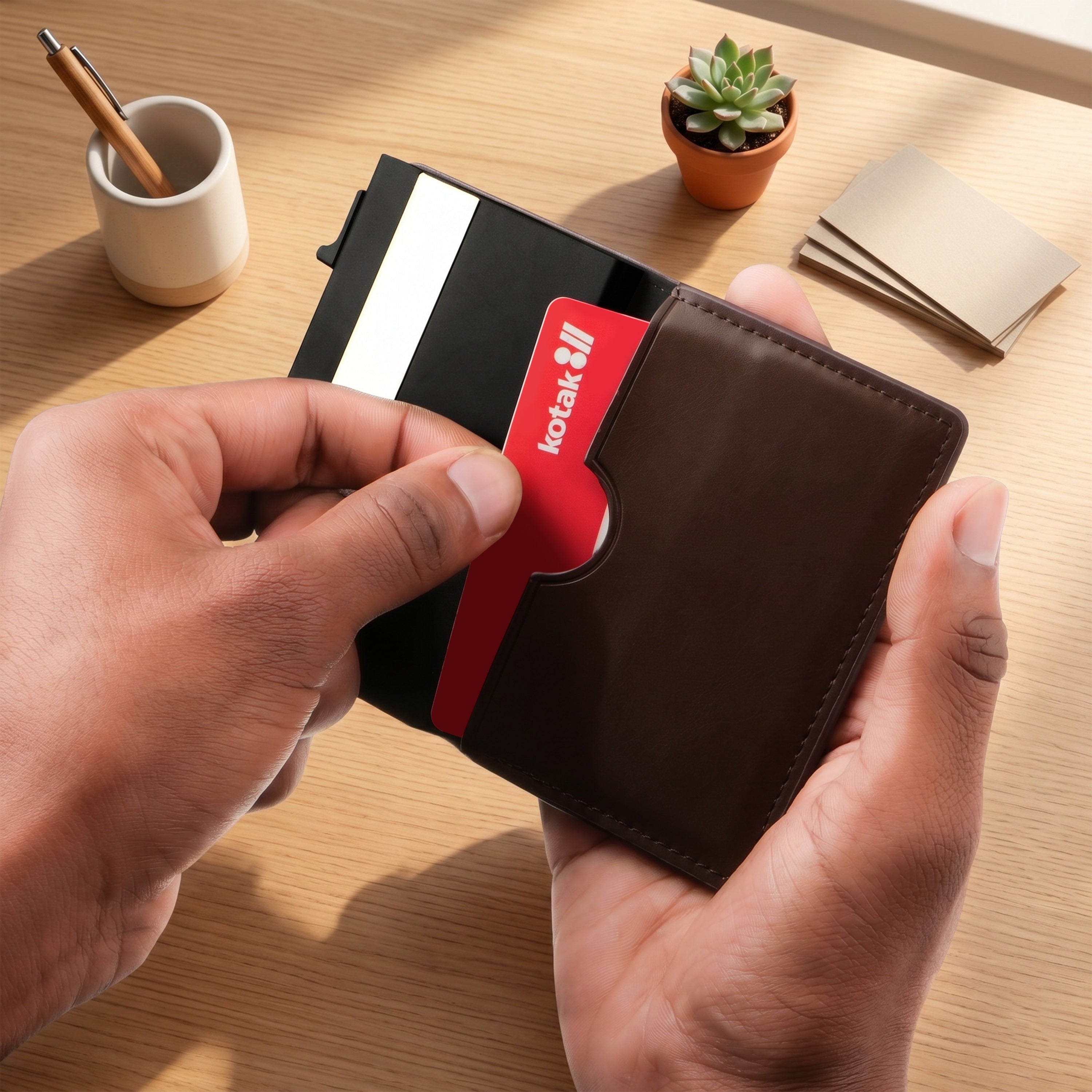Aero Vault RFID Protected Pop-Up Cardholder - Brown