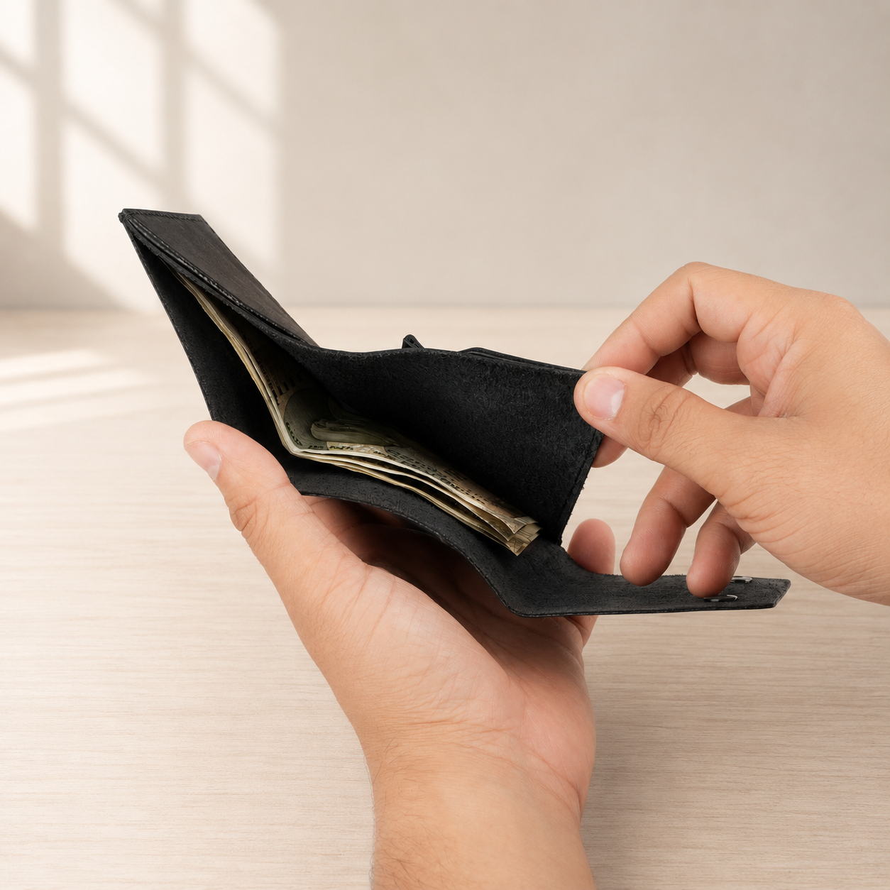 Snapper Minimalist Genuine Leather Wallet - Black