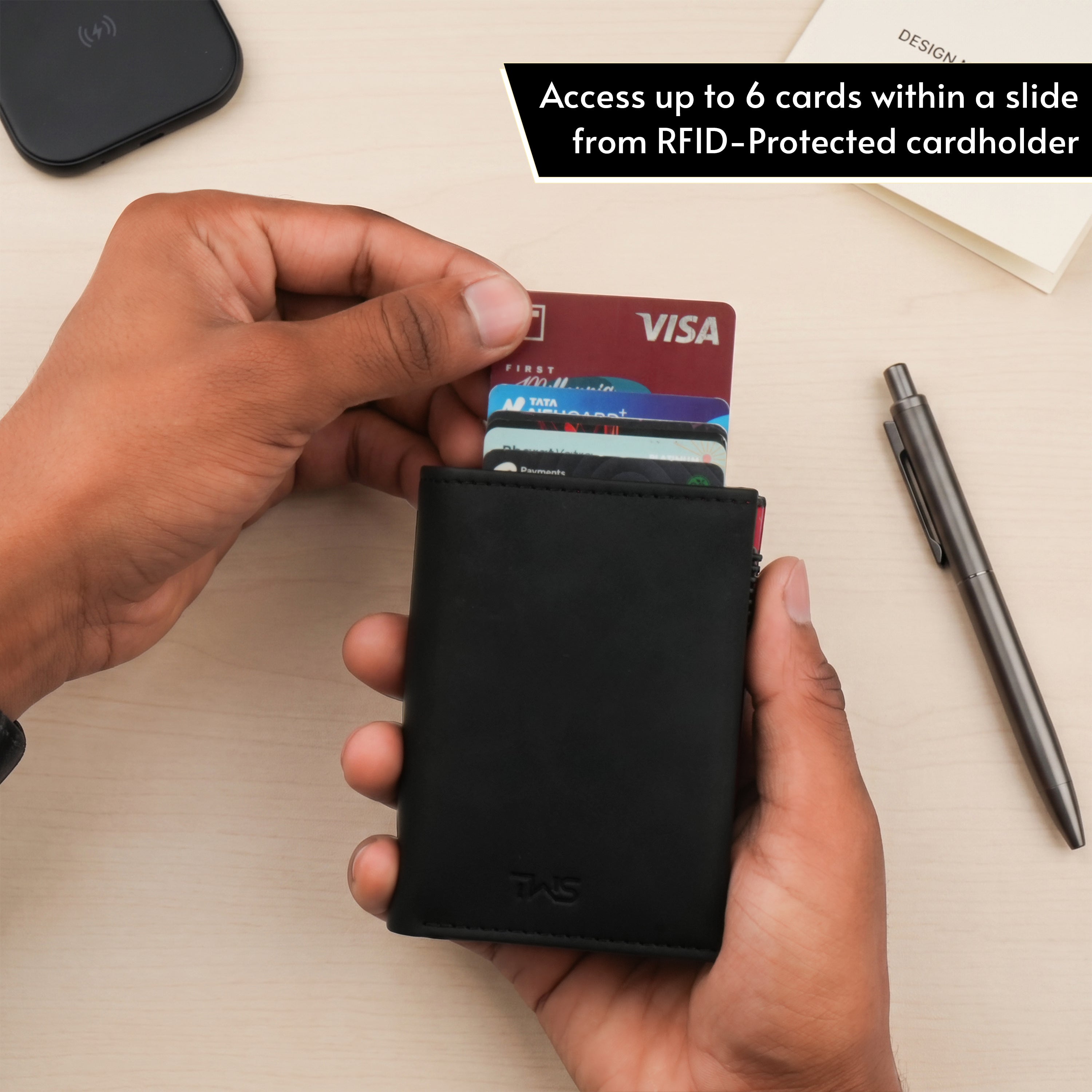 SlideX Neo RFID-Protected Dual Color Wallet Cardholder - Black & Red
