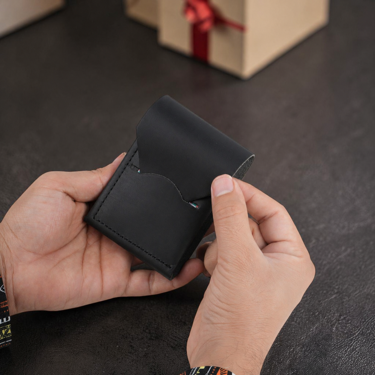 Urban Flip Genuine Leather Wallet - Black