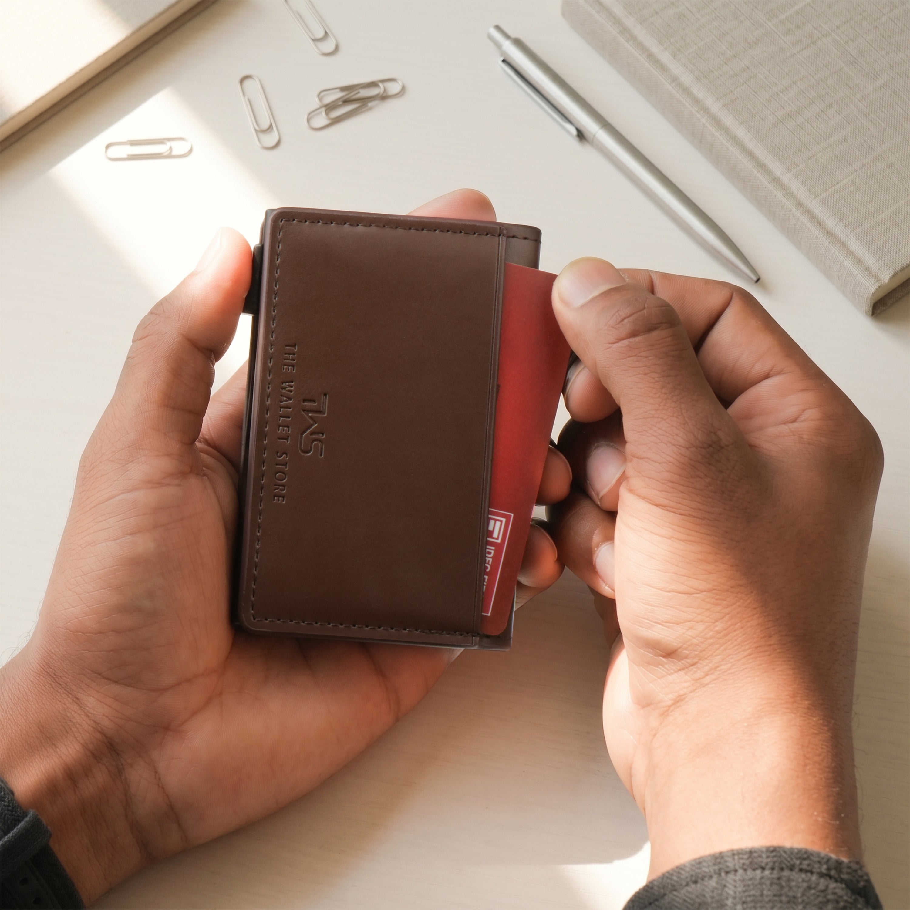Aero Vault RFID Protected Pop-Up Cardholder - Brown