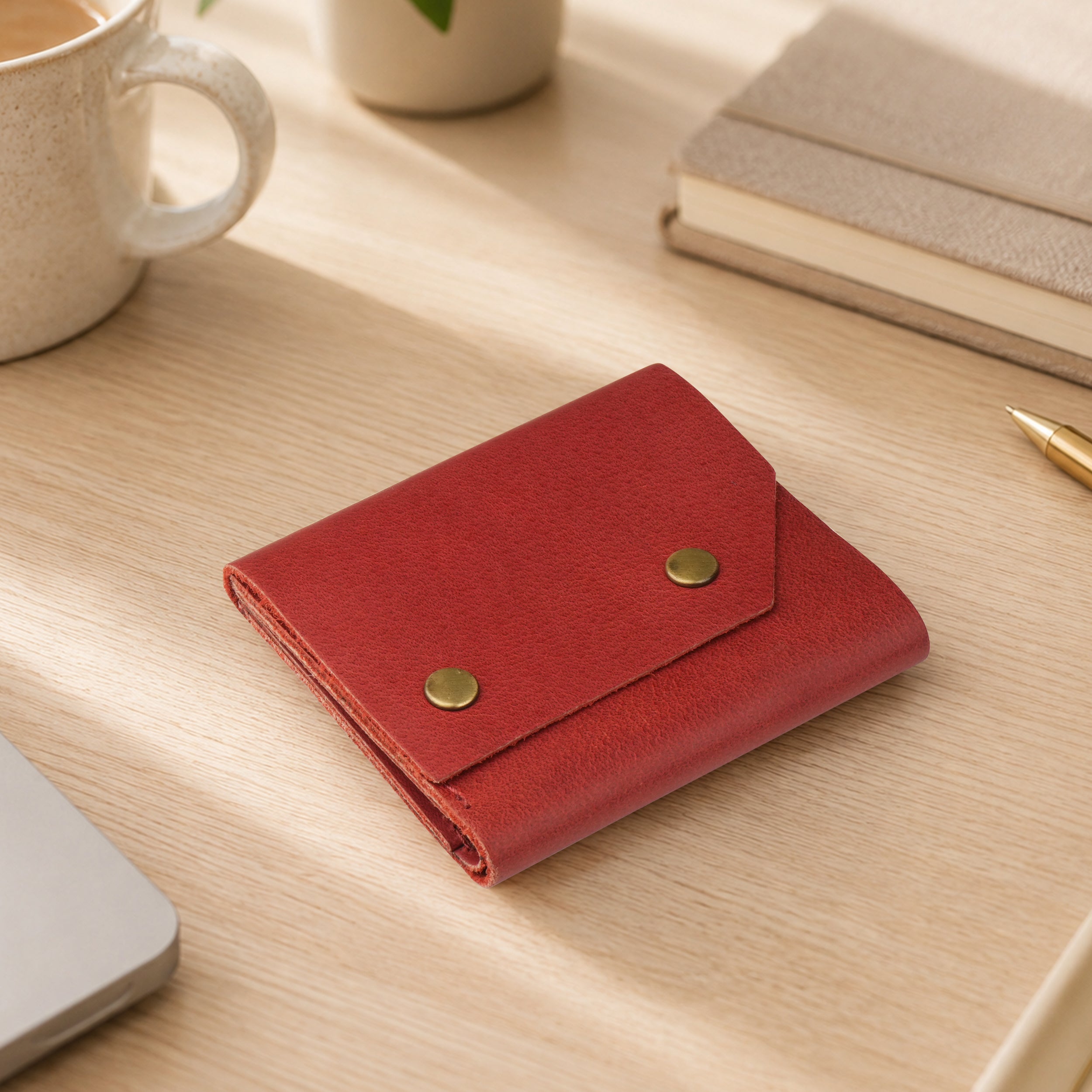 Snapper Minimalist Genuine Leather Wallet - Red