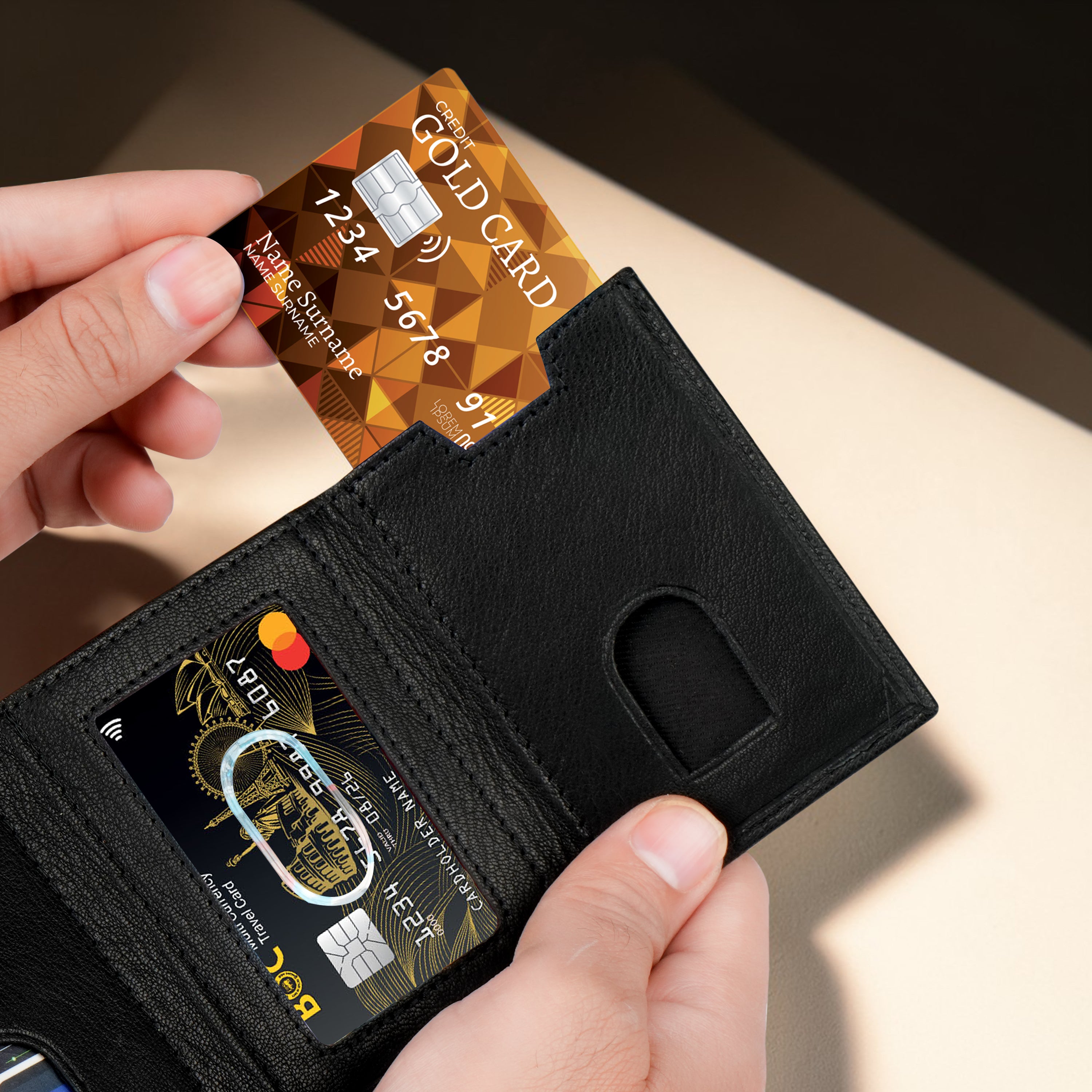 Secure Fold Genuine Leather Wallet Cardholder