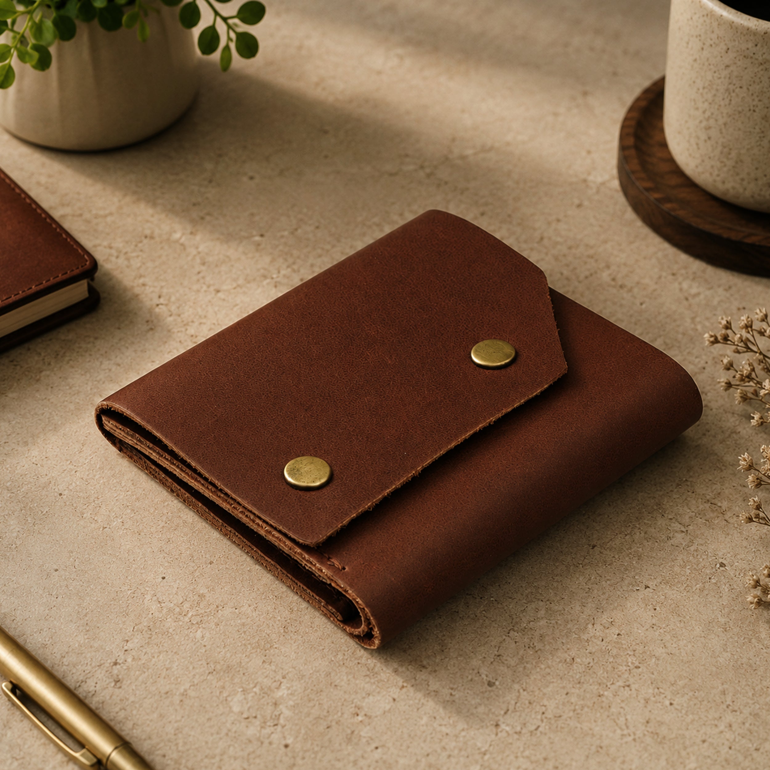 Snapper Minimalist Genuine Leather Wallet - Tan