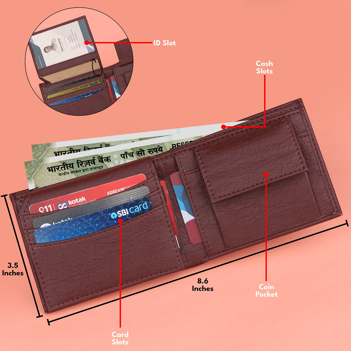Personalized Premium Quality Leather Wallet & Rudraksh Bracelet Gift Set