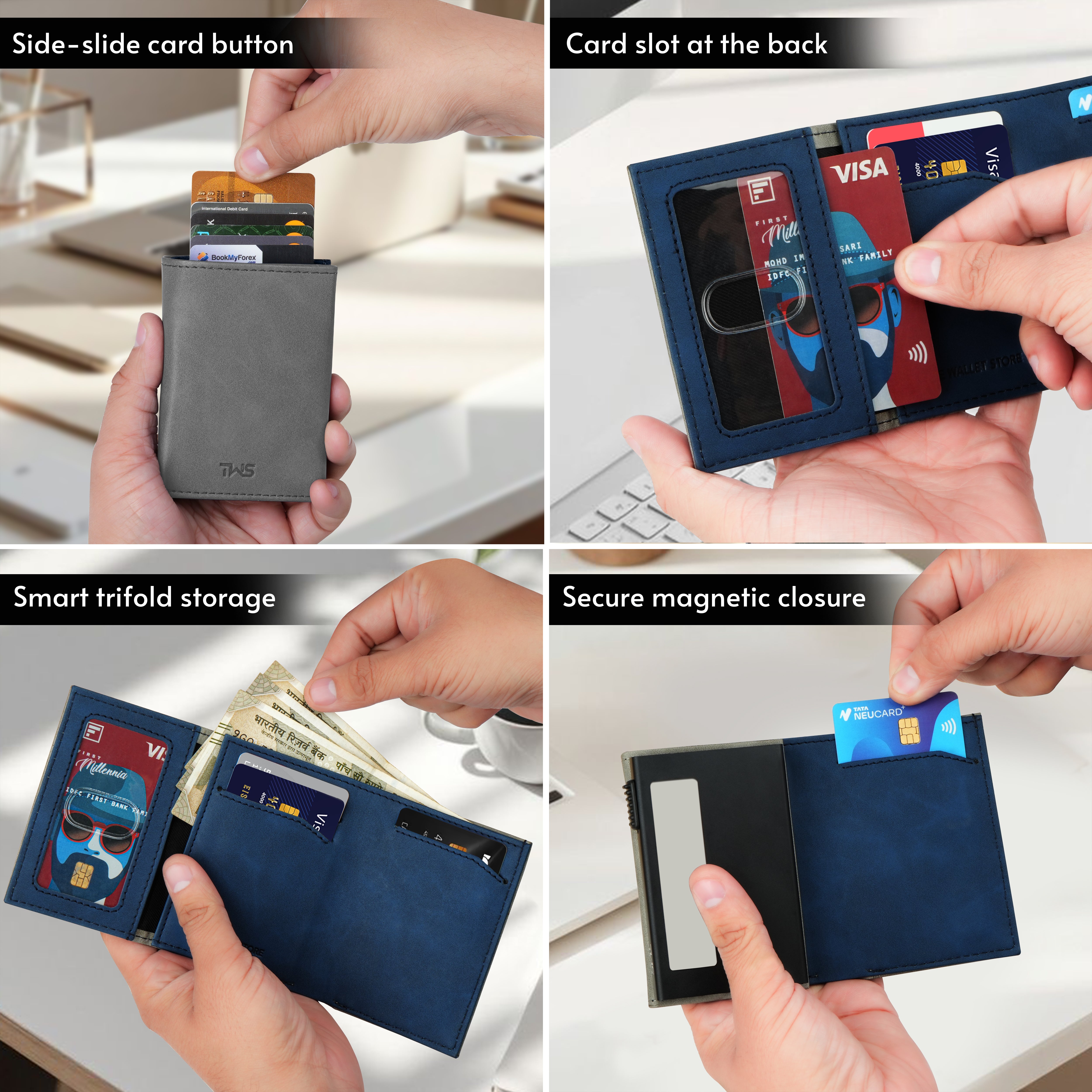 SlideX Neo RFID-Protected Dual Color Wallet Cardholder - Grey
