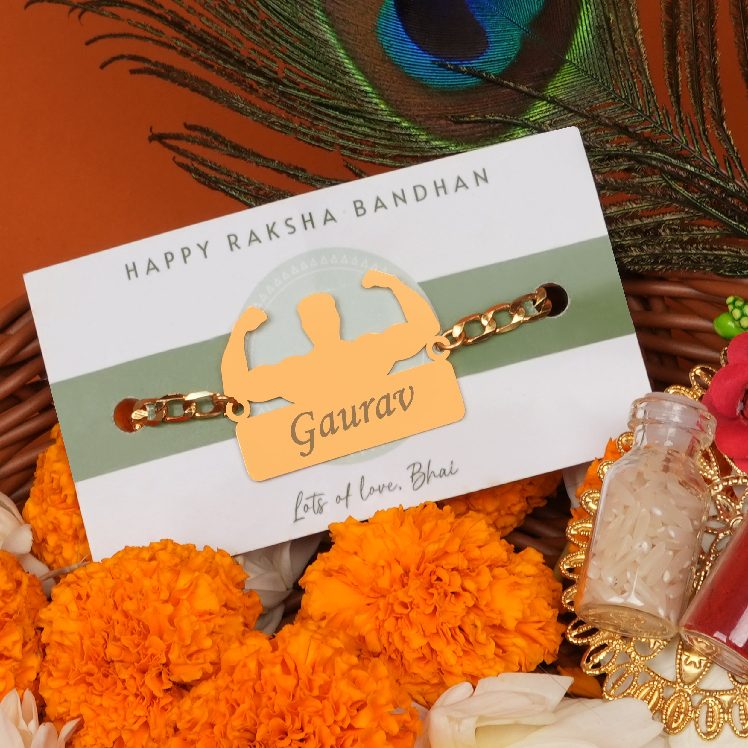 Personalized BodyBuilder Metallic Rakhi With Name