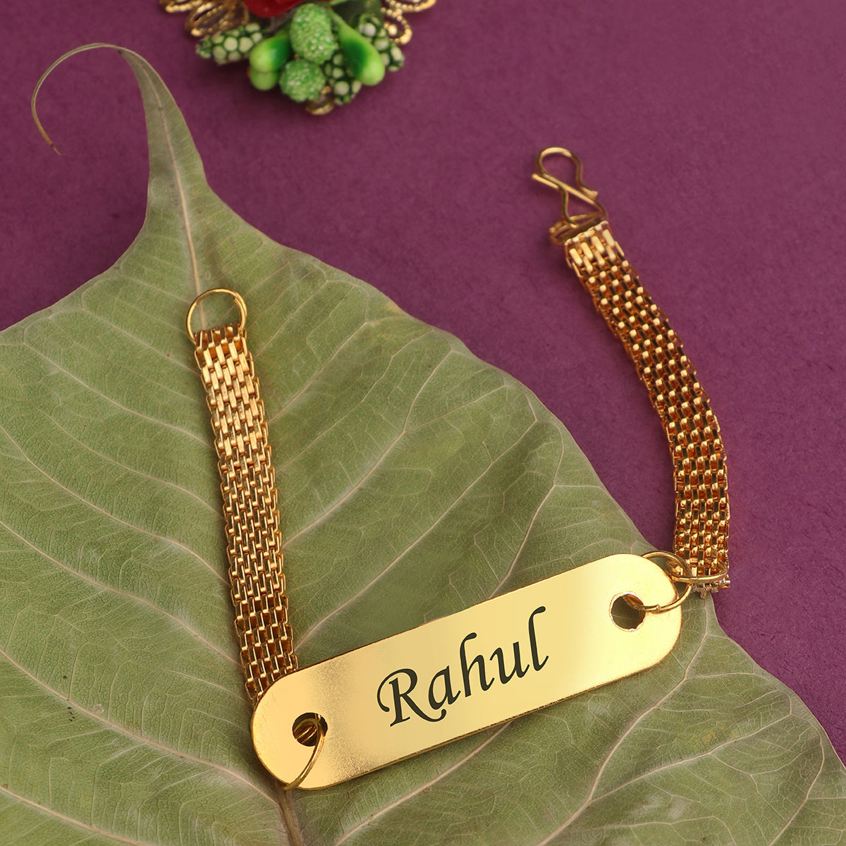 Personalized Designer Metal Chain Rakhi With Name