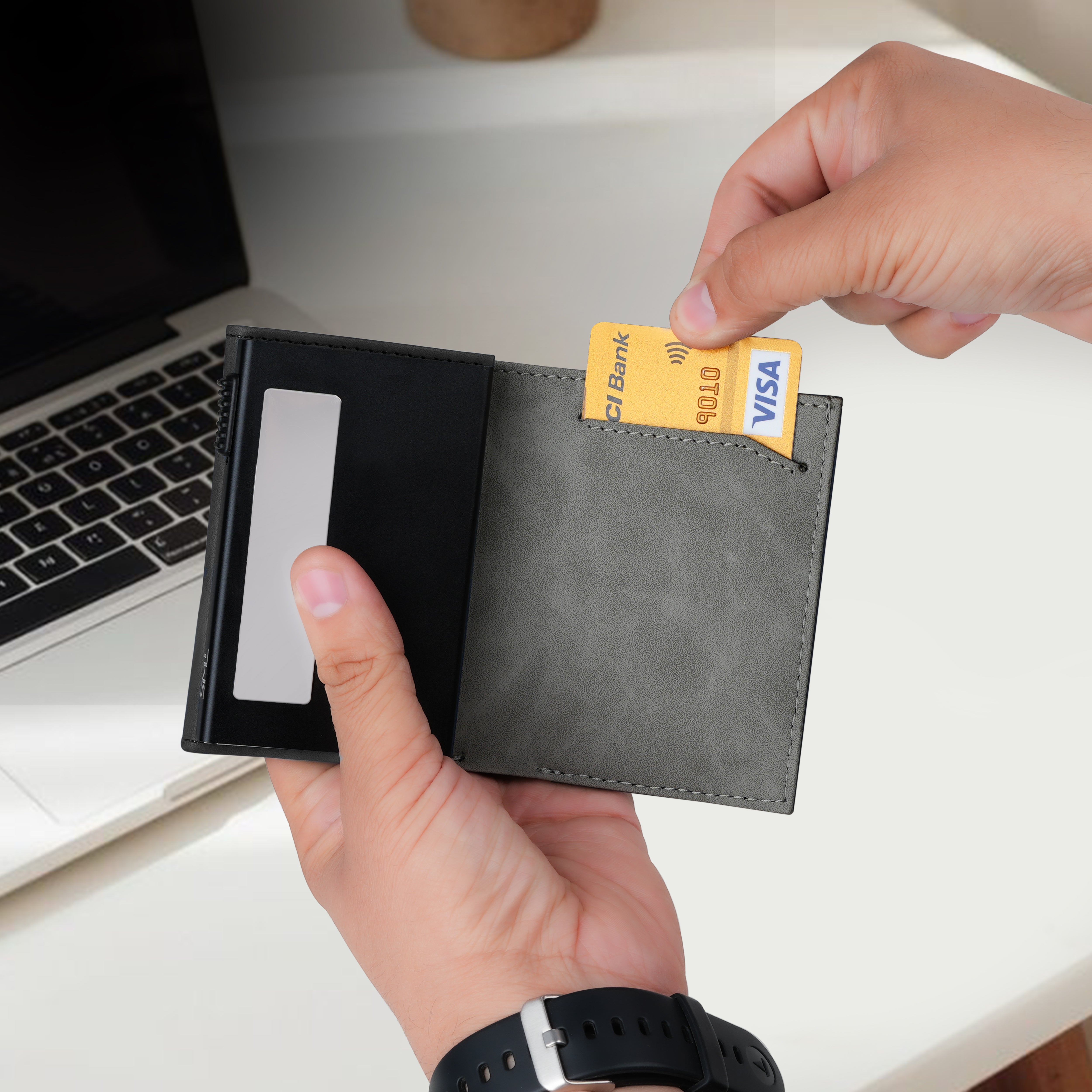 SlideX Neo RFID-Protected Dual Color Wallet Cardholder - Black