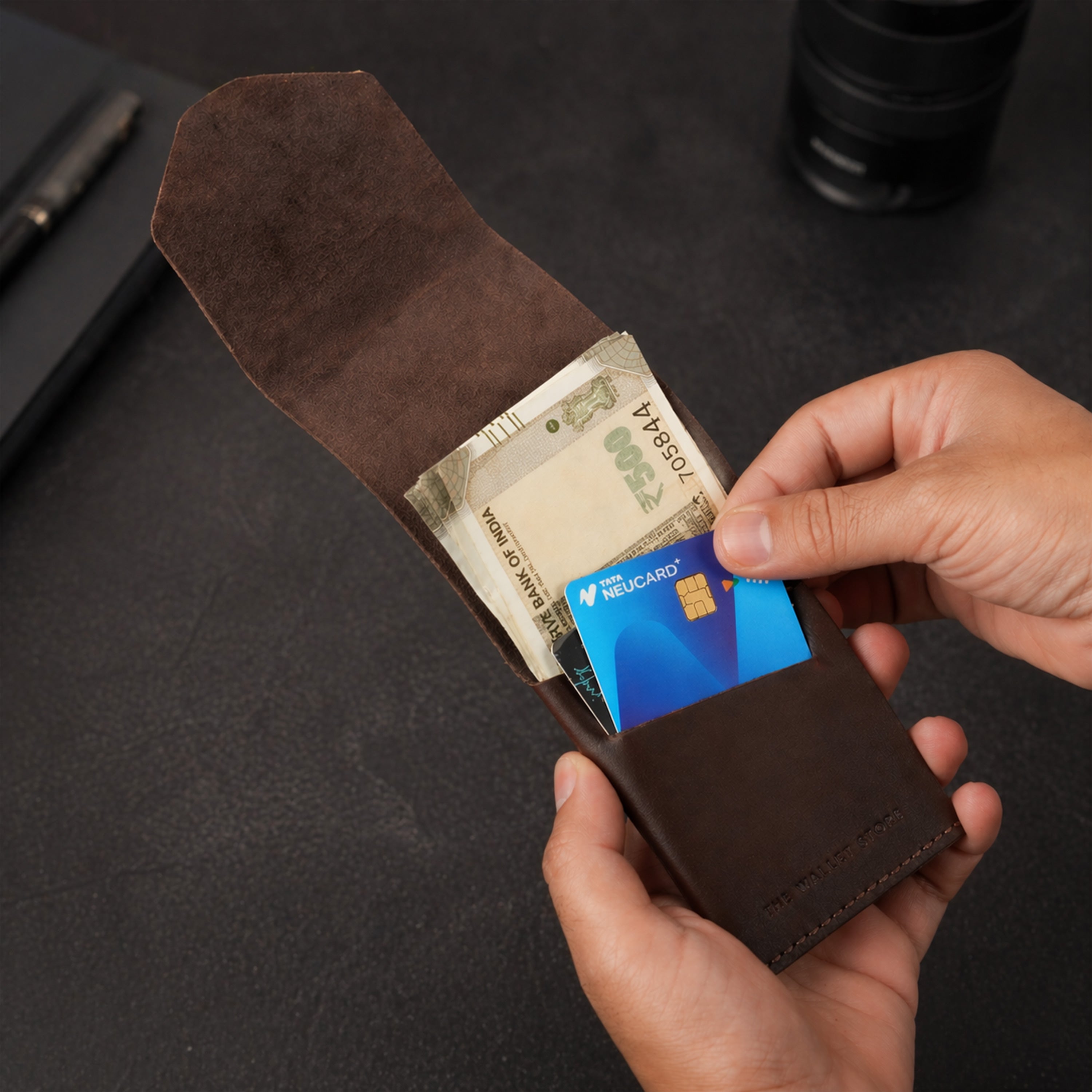 Urban Flip Genuine Leather Wallet - Dark Brown