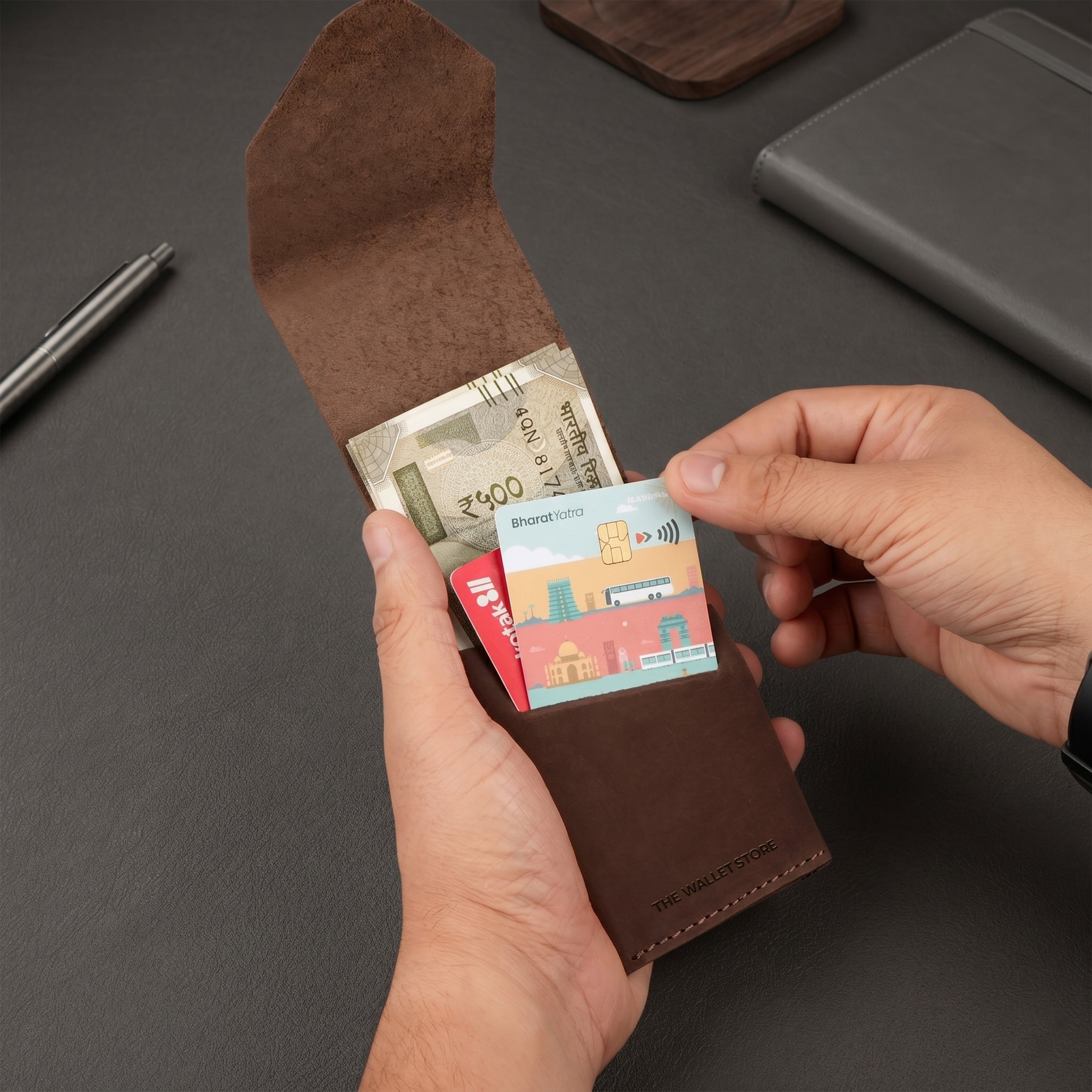 Urban Flip Genuine Leather Wallet - Brown