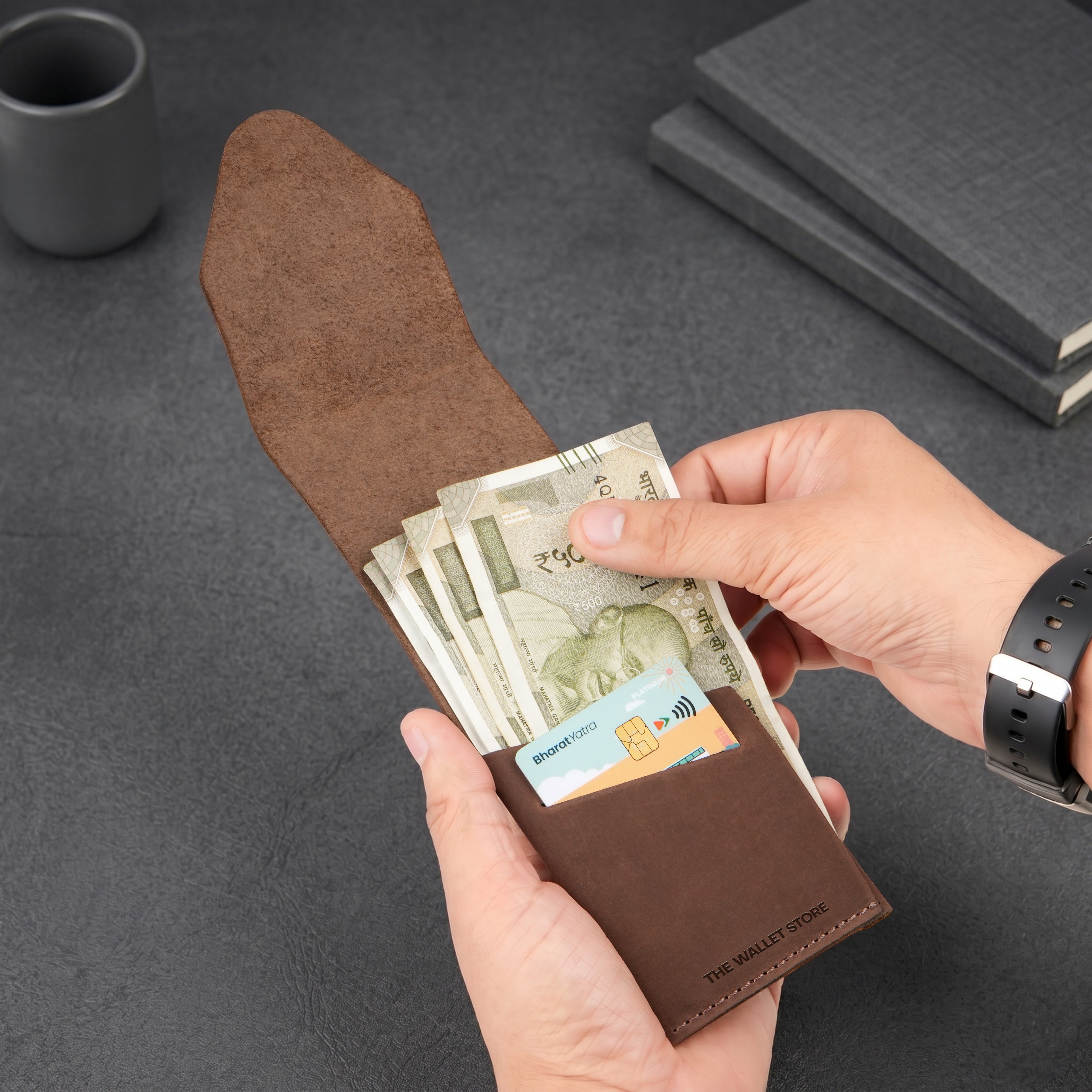 Urban Flip Genuine Leather Wallet - Brown
