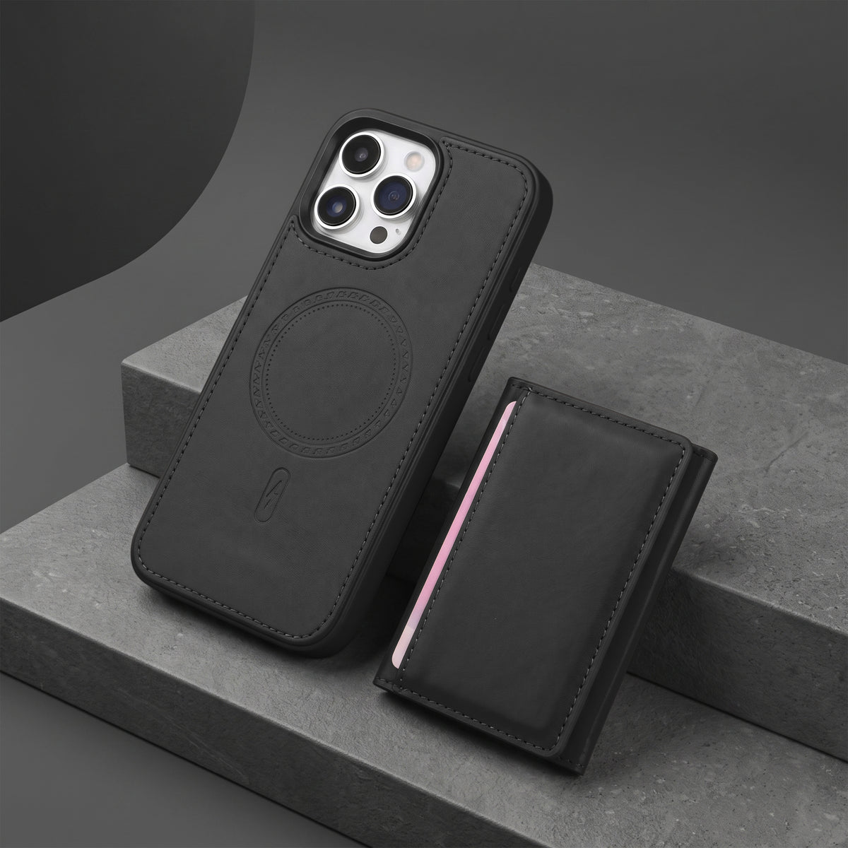iPhone 16 Pro Magnetic Case with Detachable Cardholder - Black