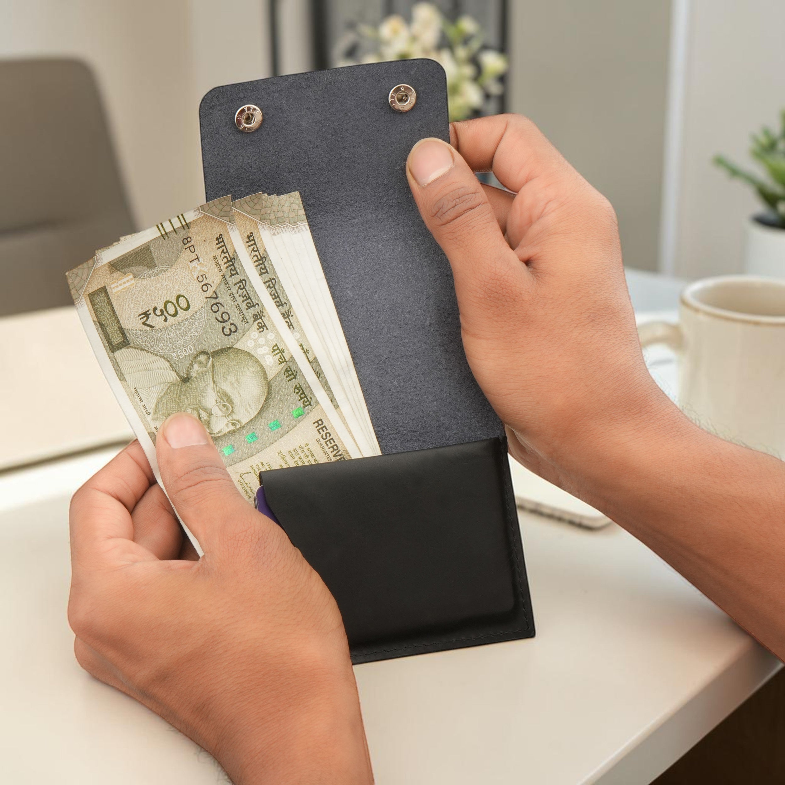 ClickKiss Minimalist Genuine Leather Wallet - Blue