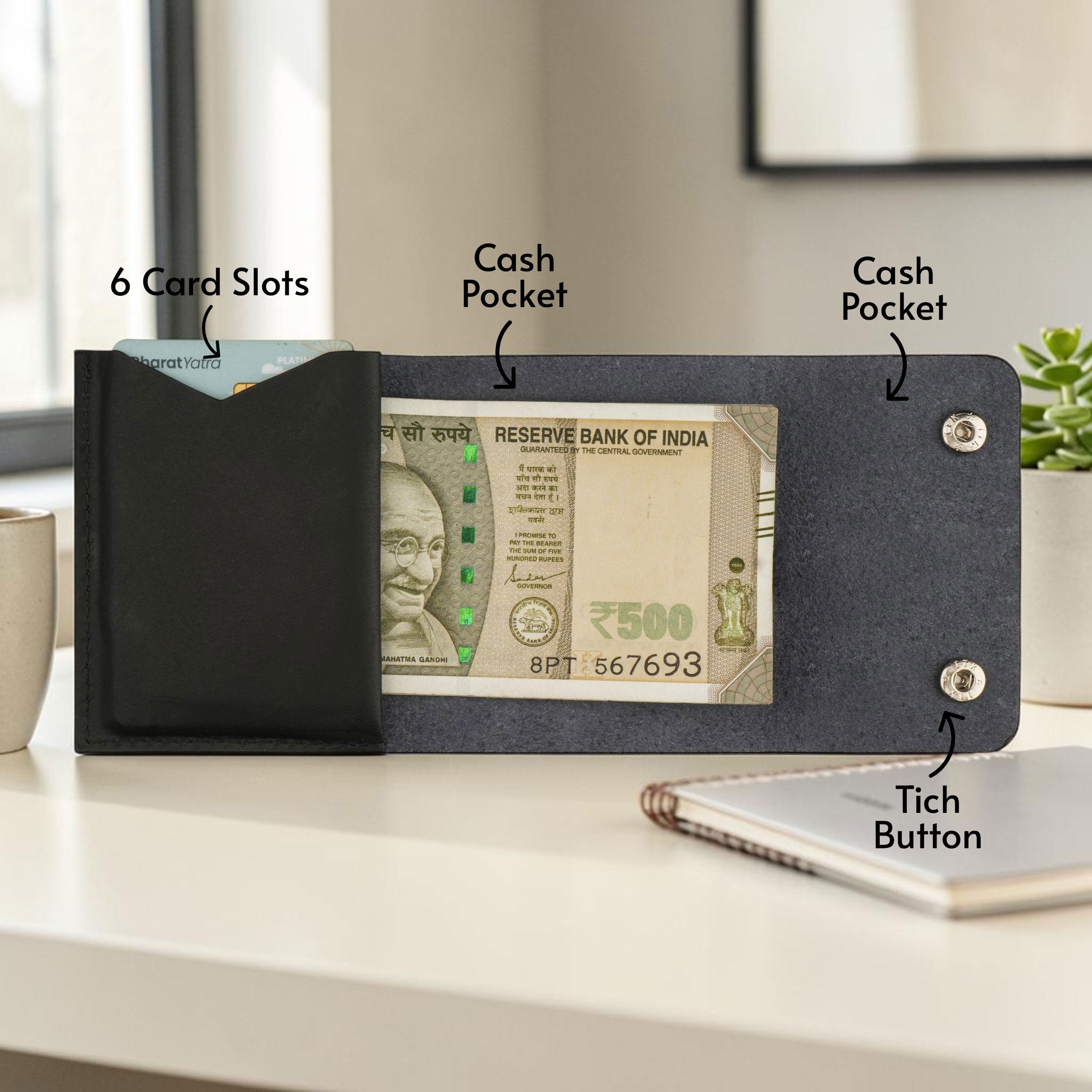 ClickKiss Minimalist Genuine Leather Wallet - Blue