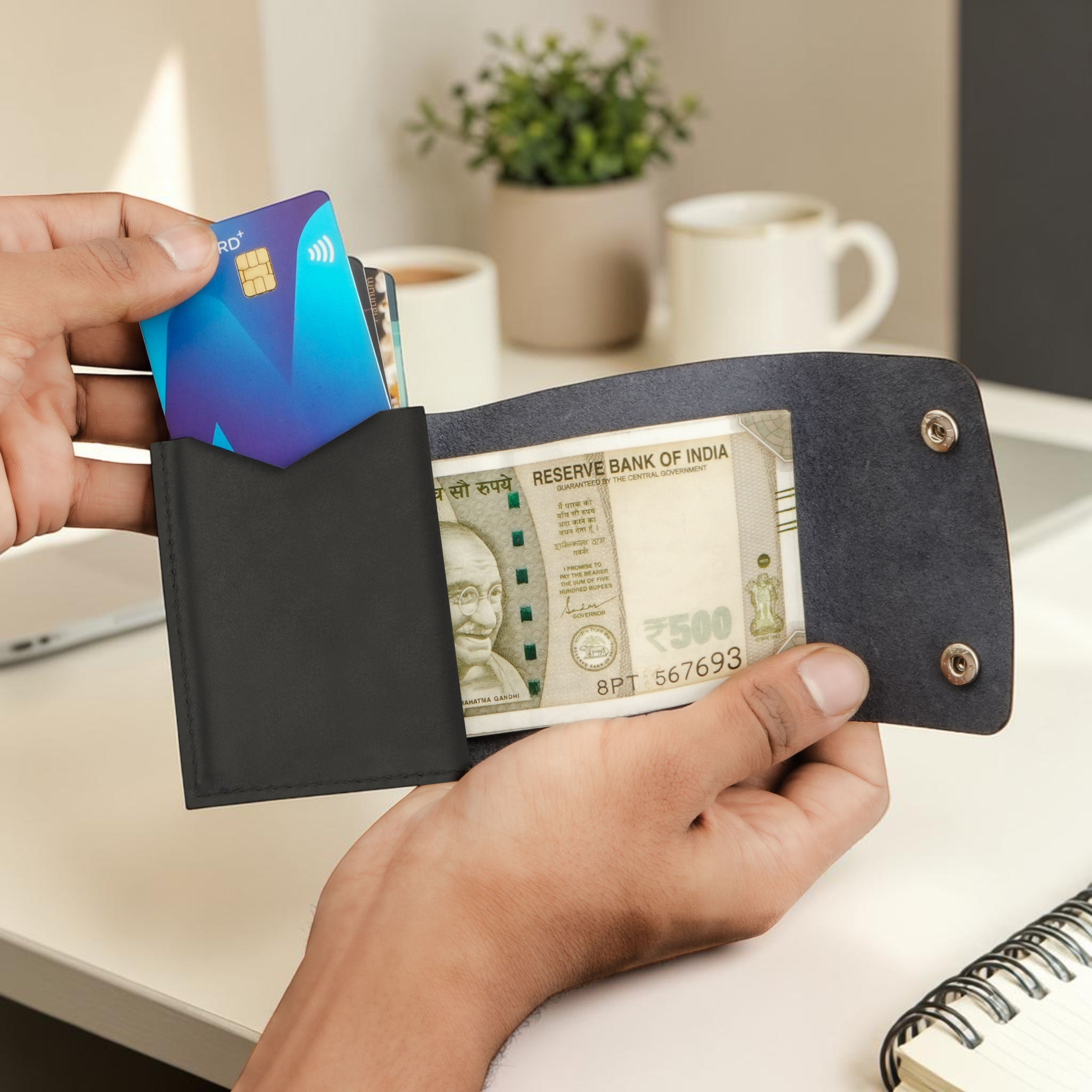 ClickKiss Minimalist Genuine Leather Wallet - Blue