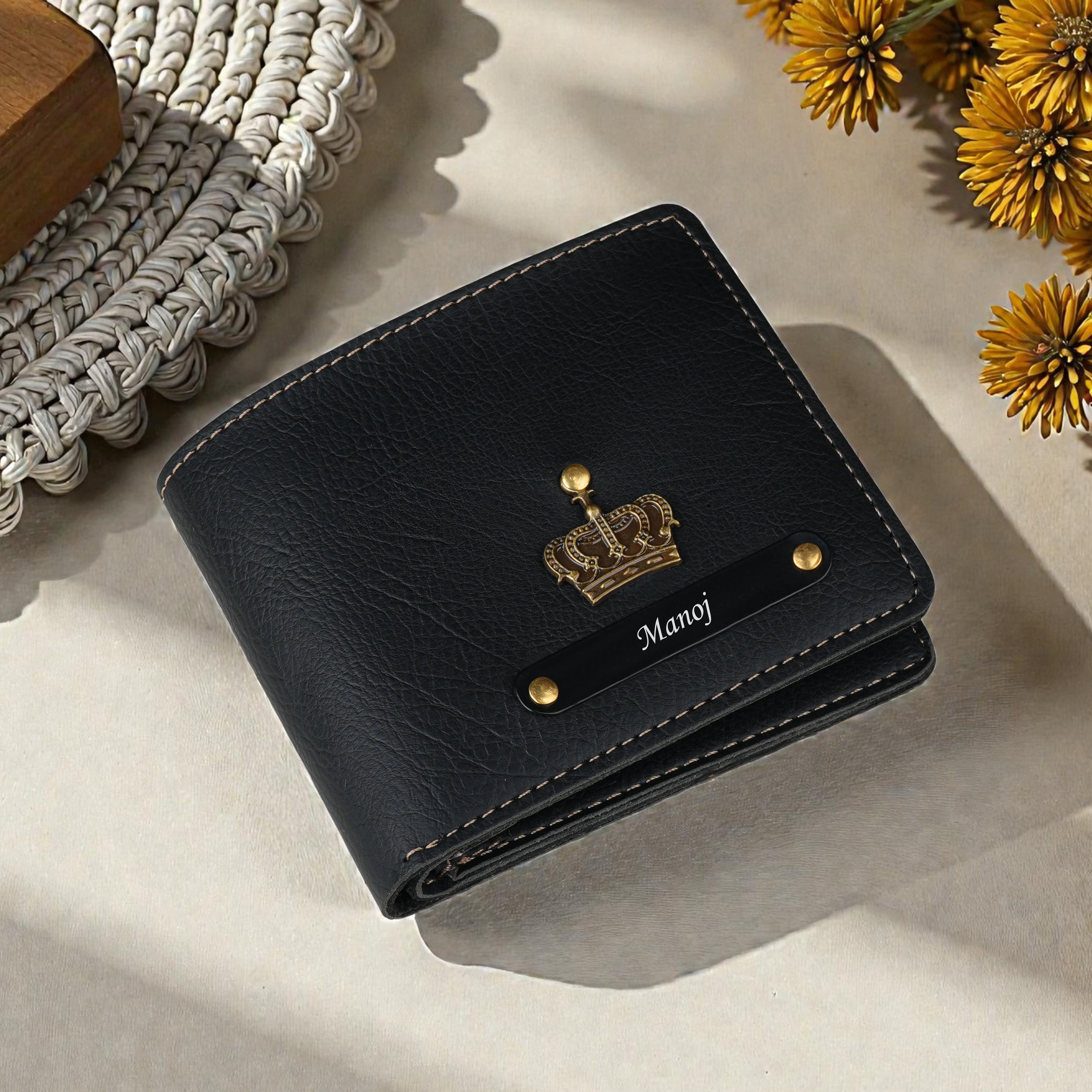 Urbanoir Personalized Bi-Fold Wallet With Name & Charm