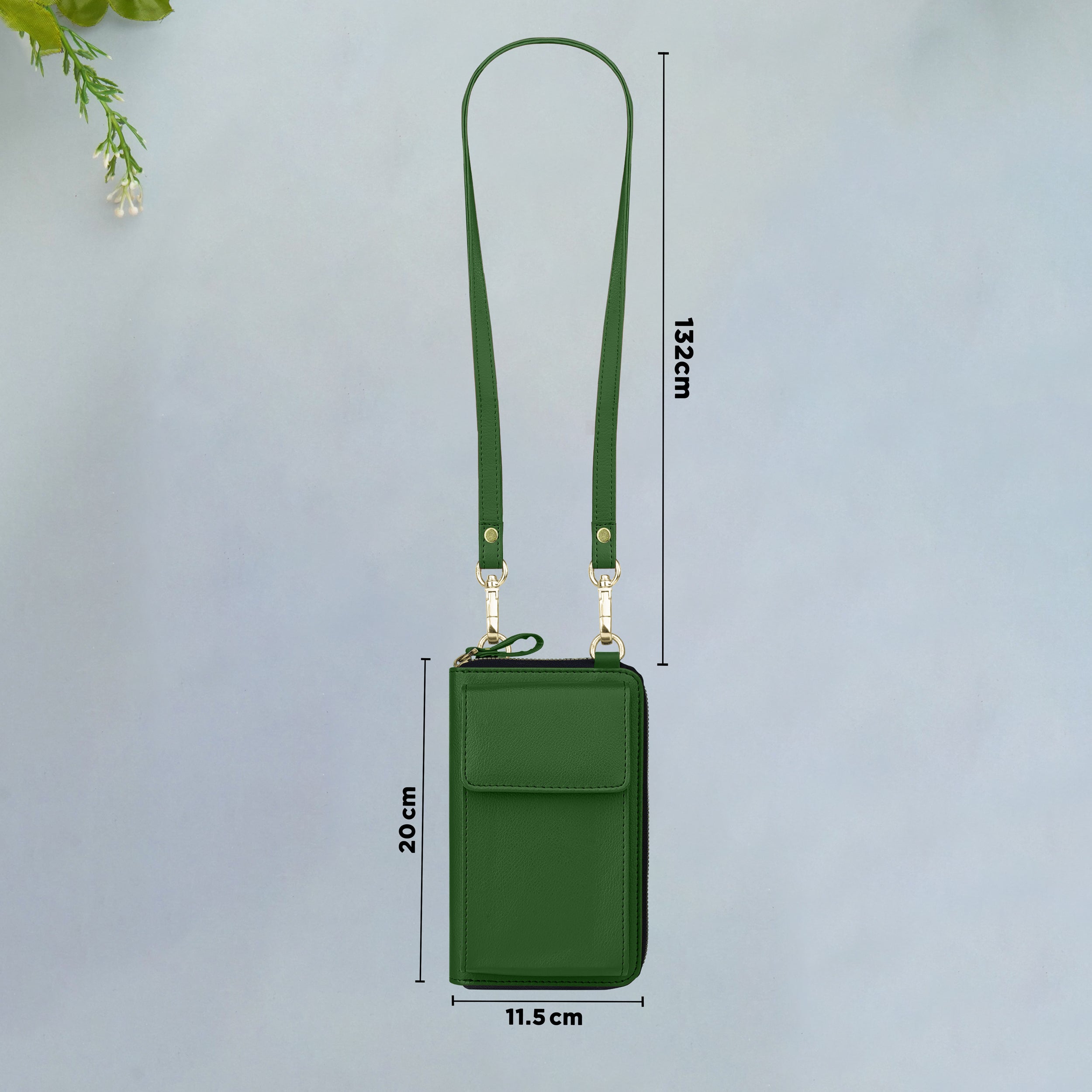 Go Glide Vegan Leather Crossbody Sling Bag - Green