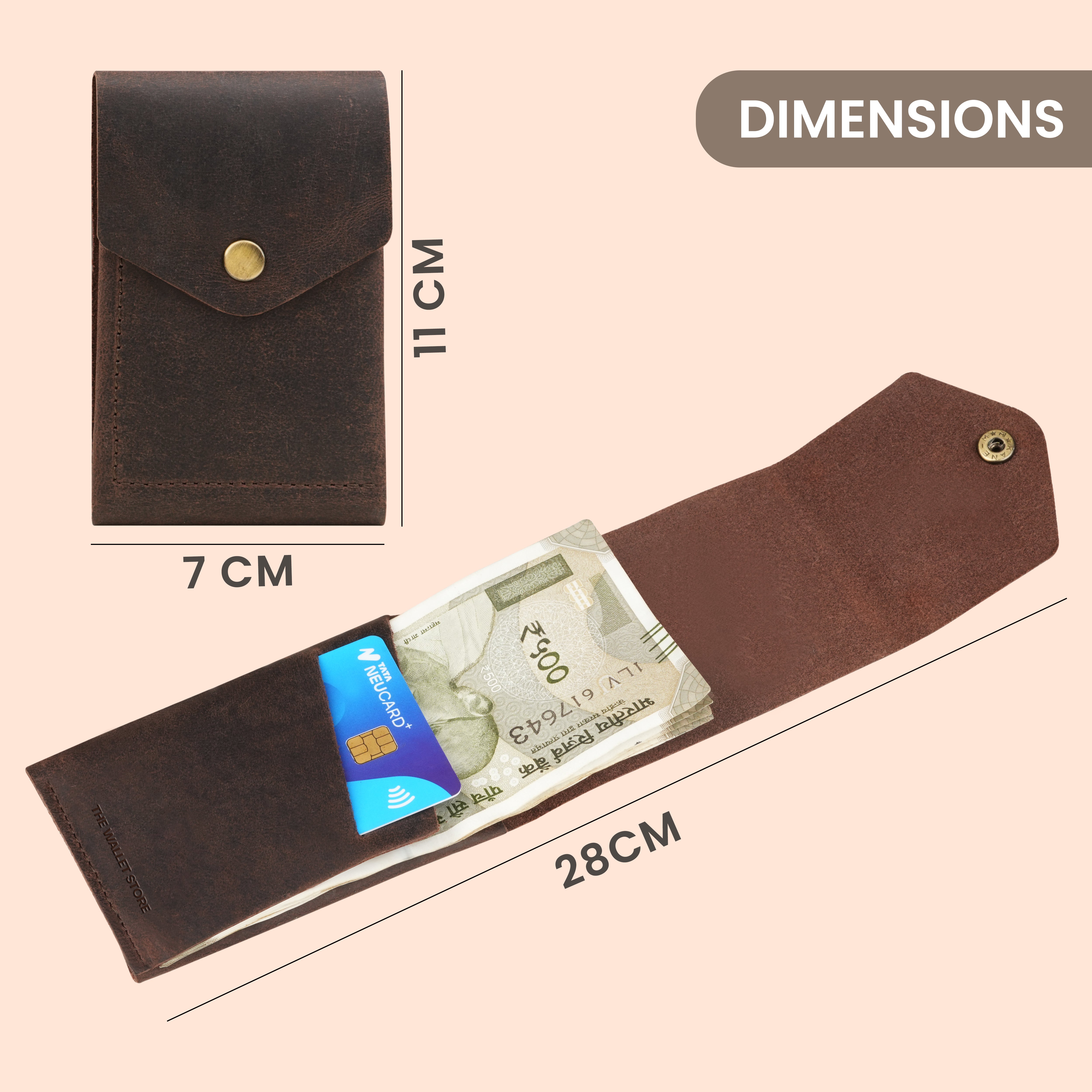 Flip Genuine Leather Wallet - Brown