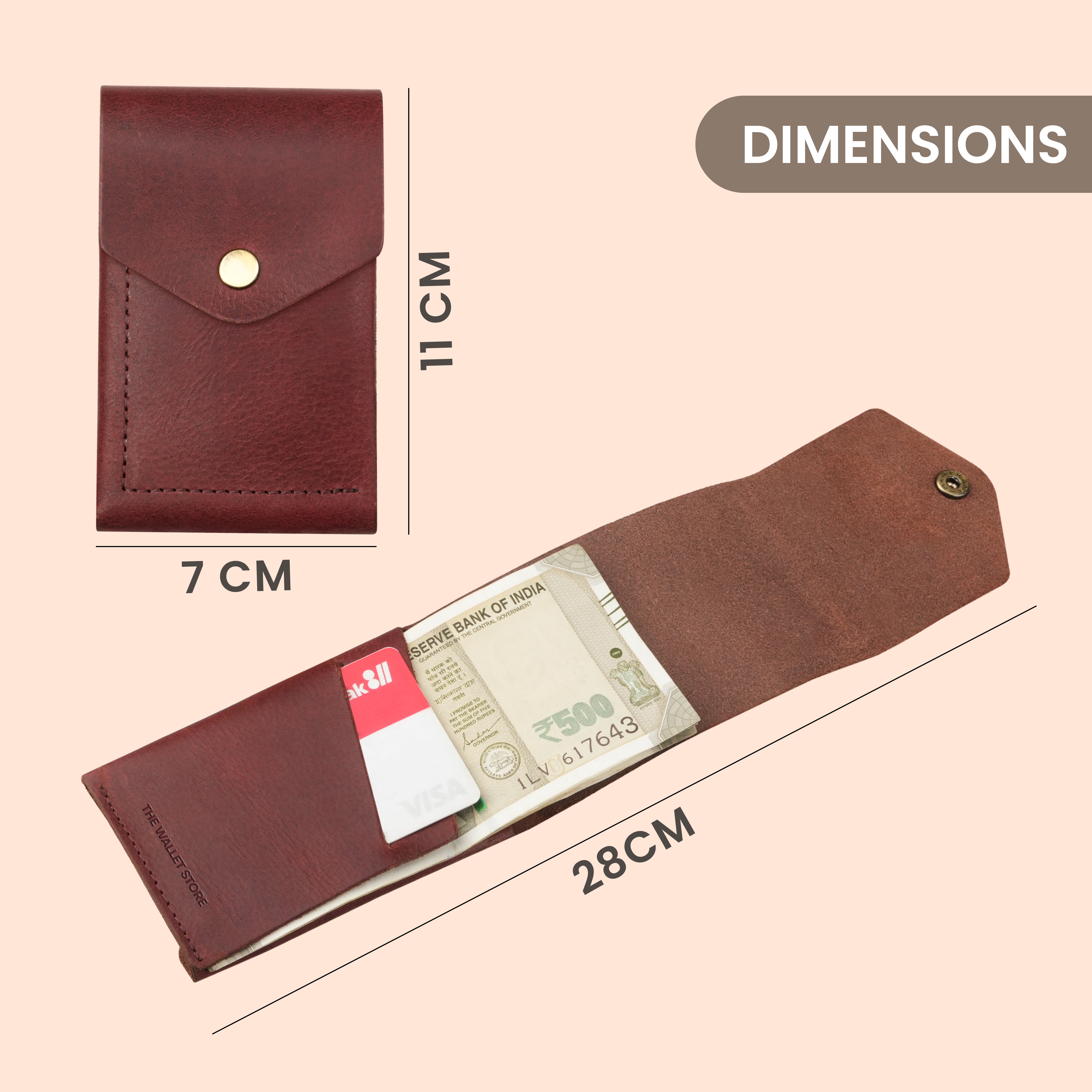 Flip Genuine Leather Wallet - Wine