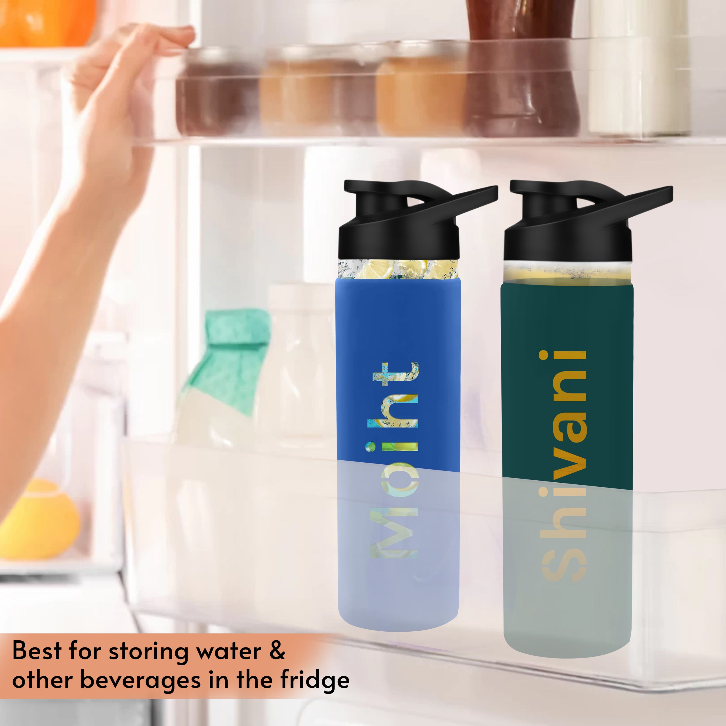 Personalized Pure Wrap Borosilicate Sipper Bottle - Green
