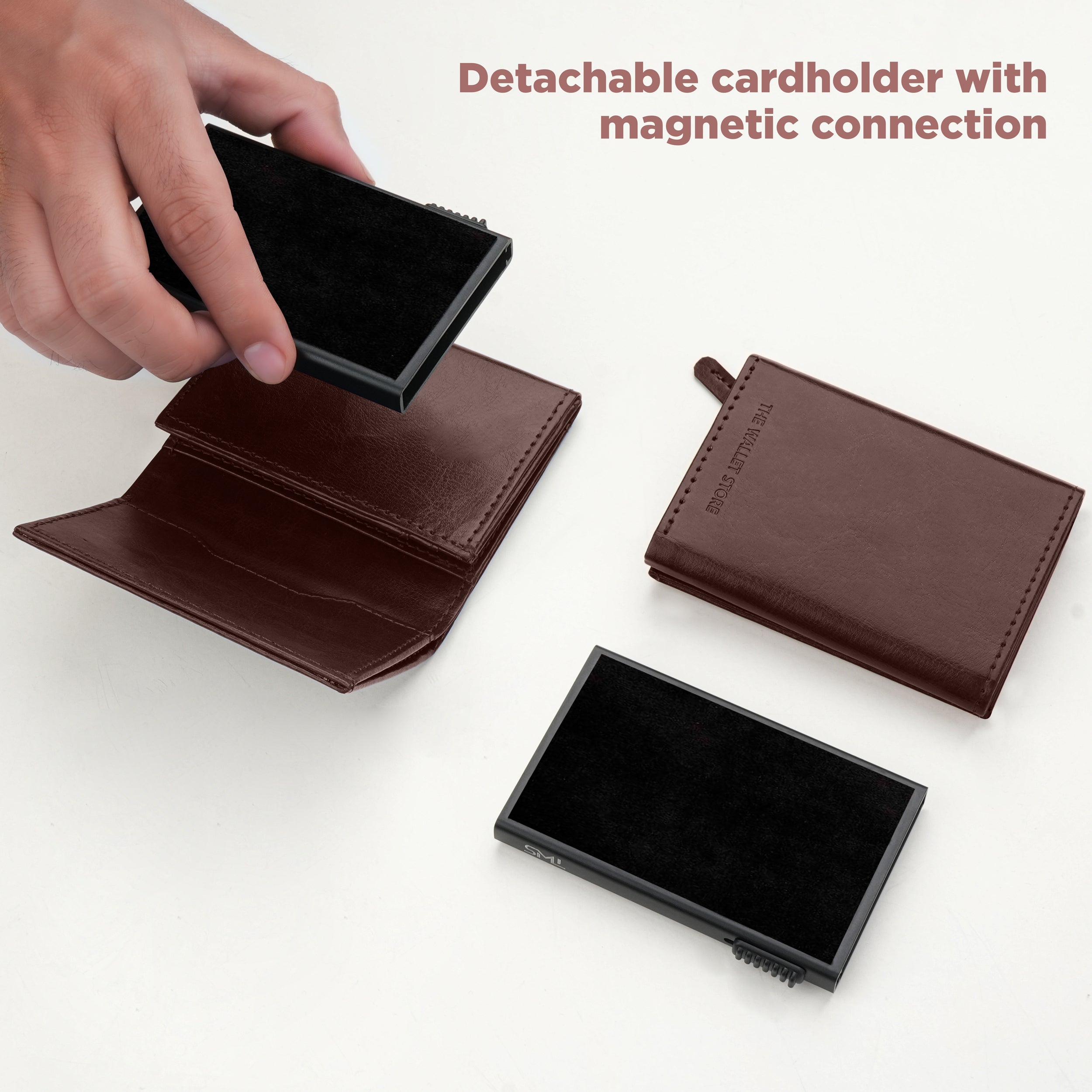 Cipher RFID-Protected Wallet With Detachable Cardholder - Brown