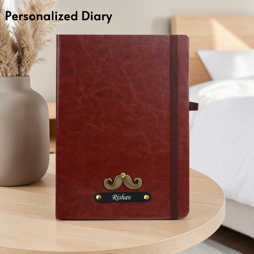Personalized Inkspire Diary With Name & Charm - Brown