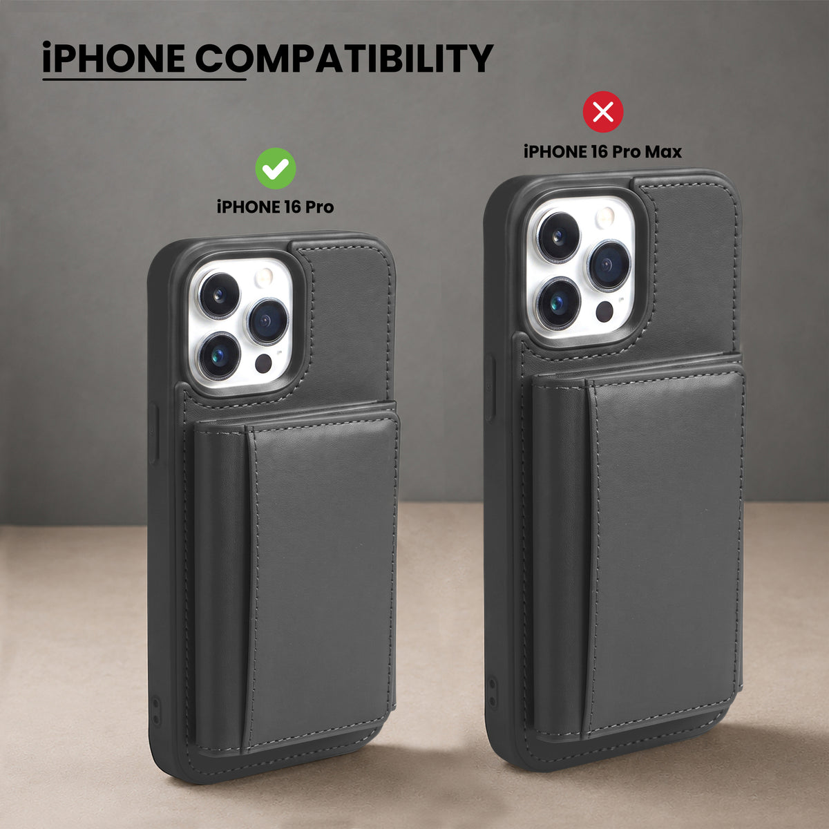 iPhone 16 Pro Magnetic Case with Detachable Cardholder - Grey