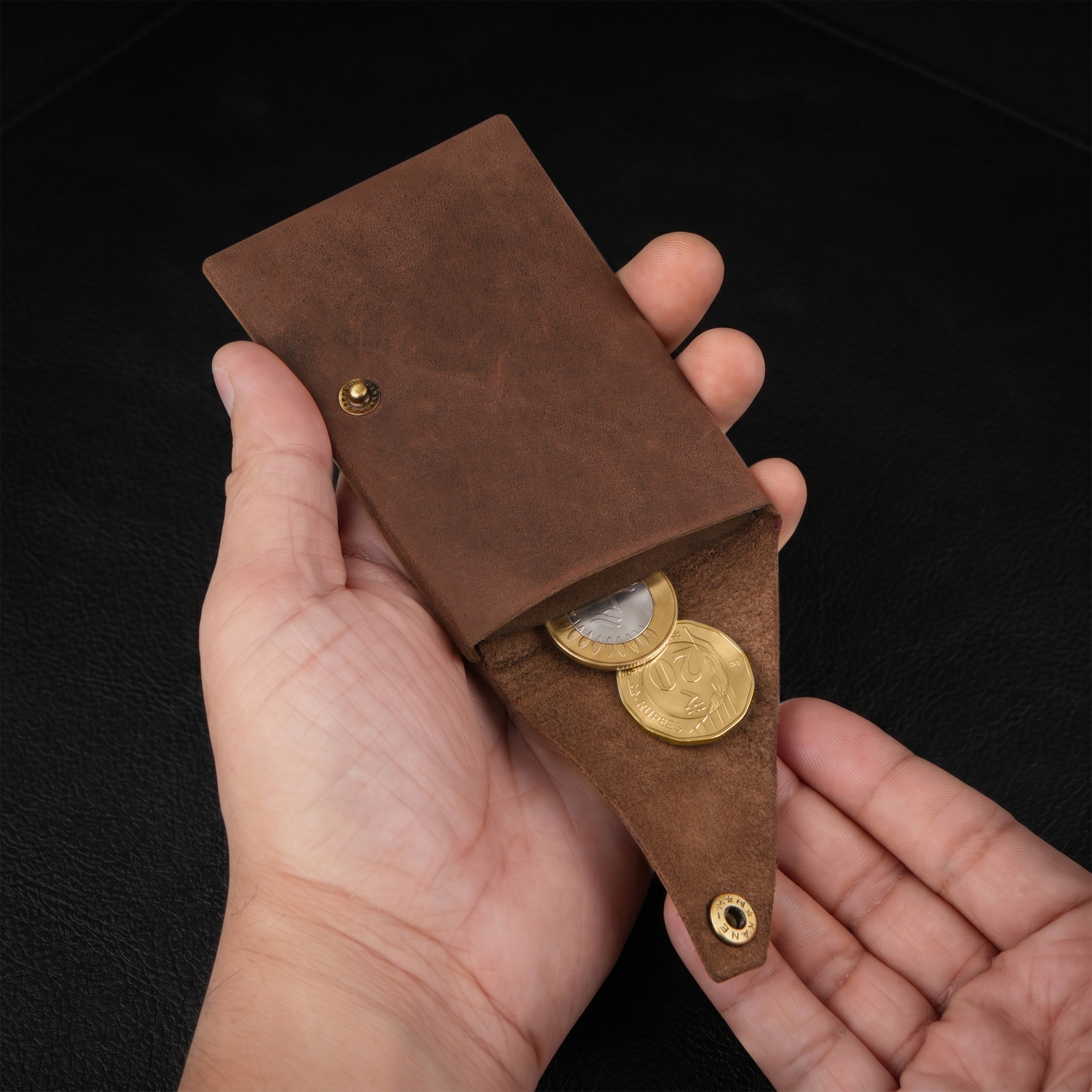 DIY Envelope Genuine Leather Wallet - Brown