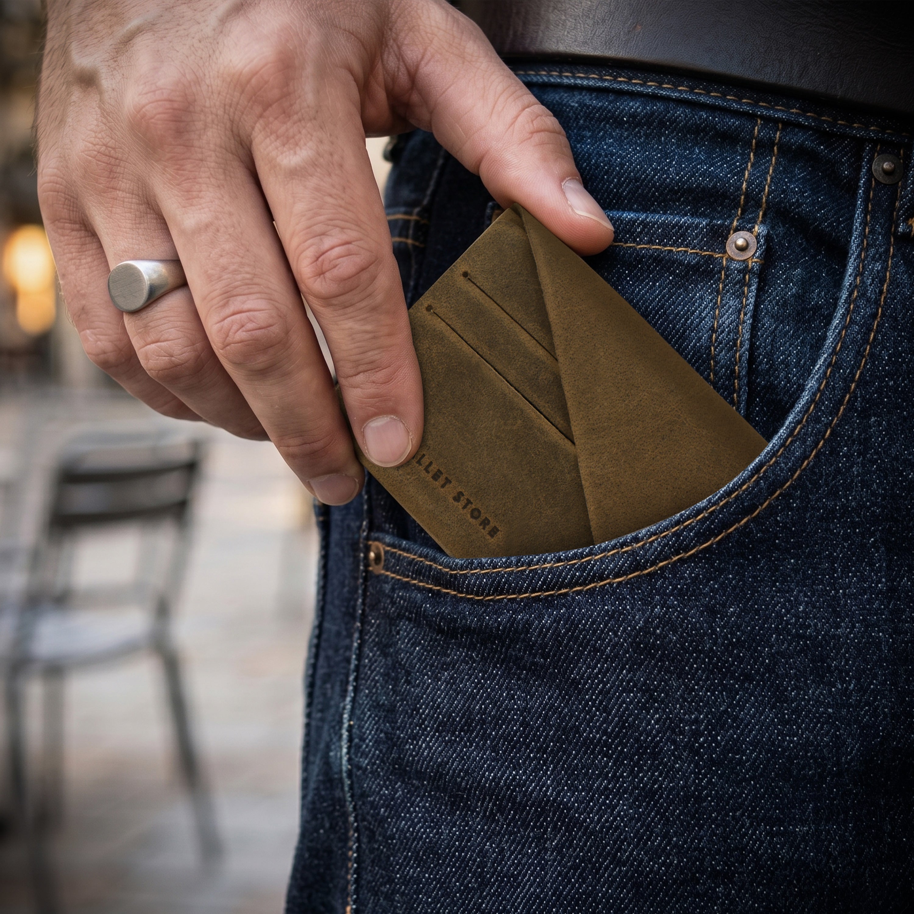 DIY Envelope Genuine Leather Wallet - Green