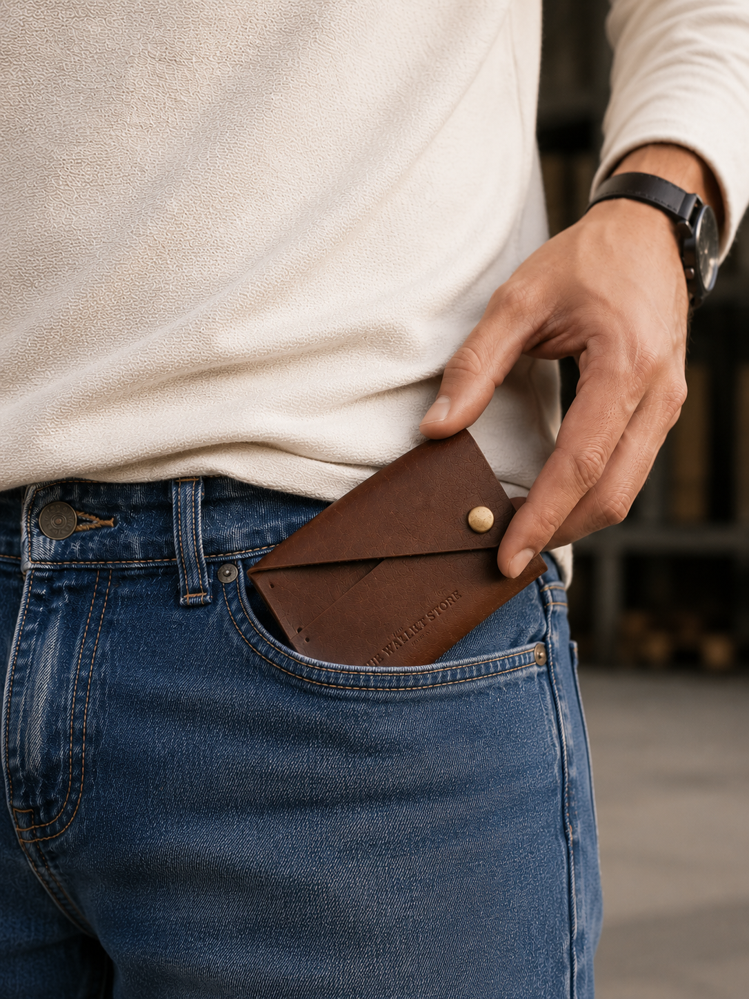 DIY Envelope Genuine Leather Wallet - Dark Brown