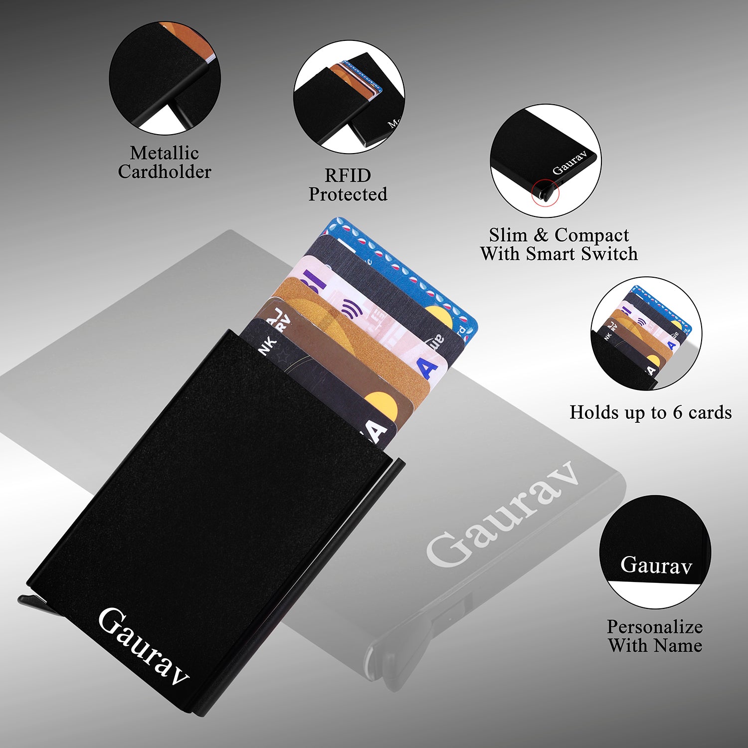 Personalized RFID Protected Metal Card Holder