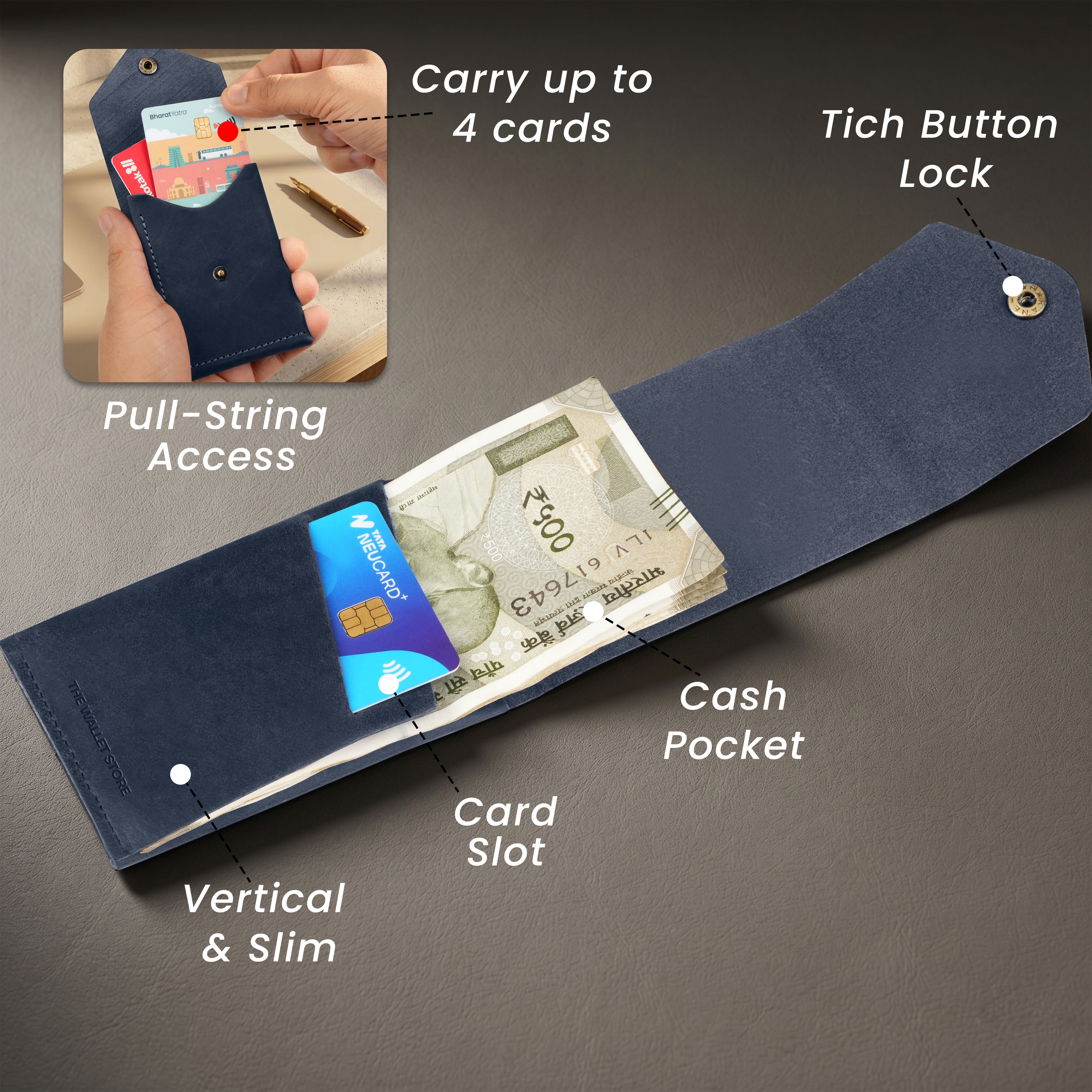 Flip 2.0 Genuine Leather Wallet - Blue