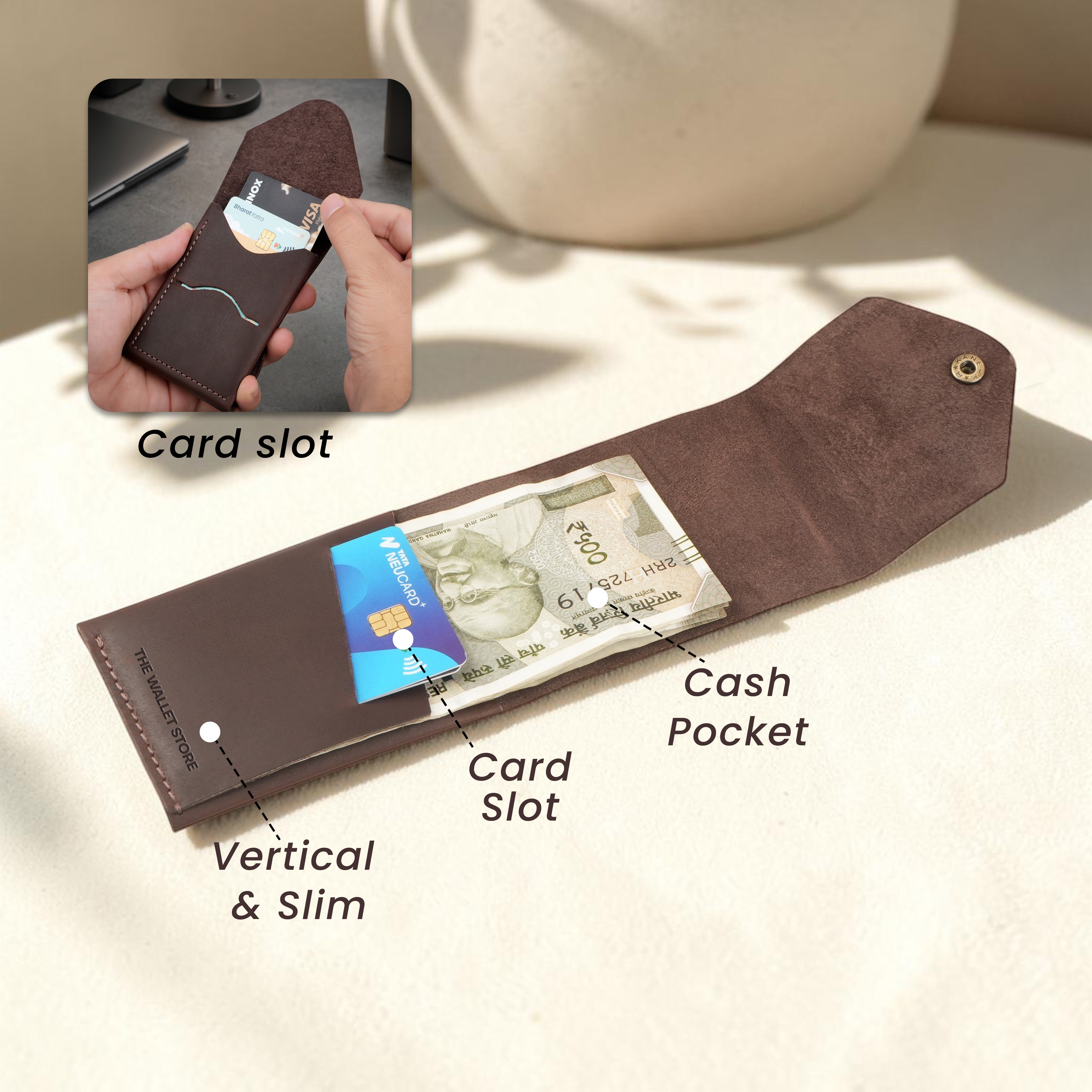 Urban Flip Genuine Leather Wallet - Dark Brown