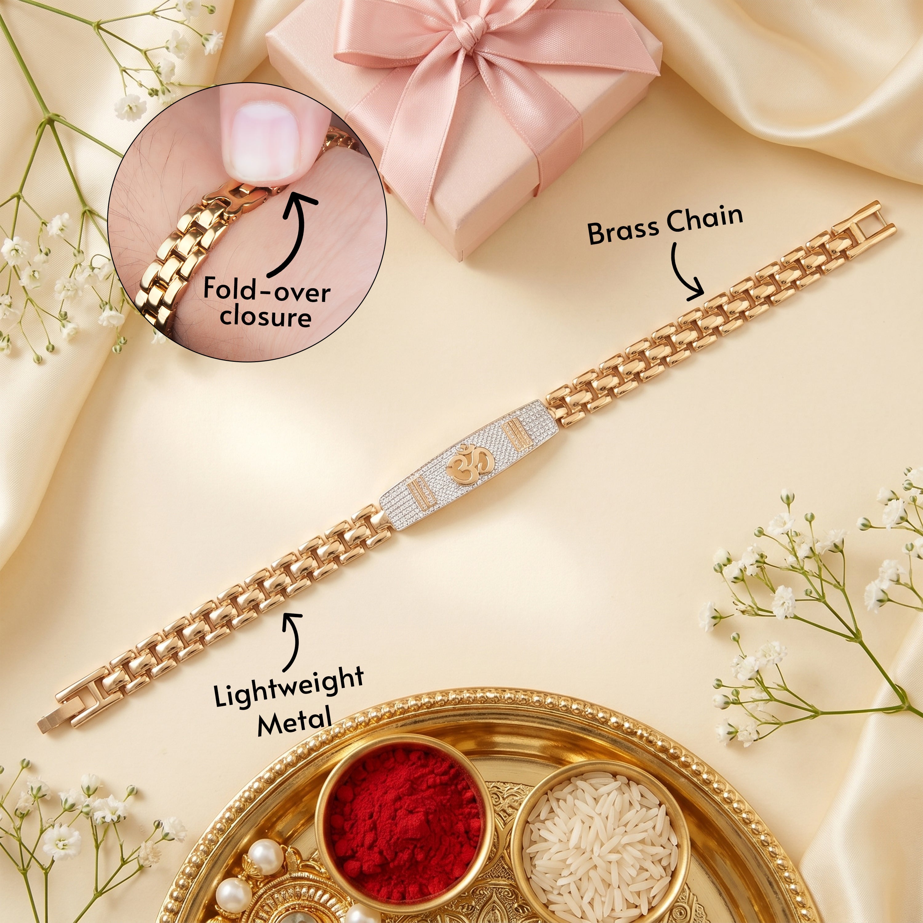 Om Shakti Bracelet Rakhi - Silver