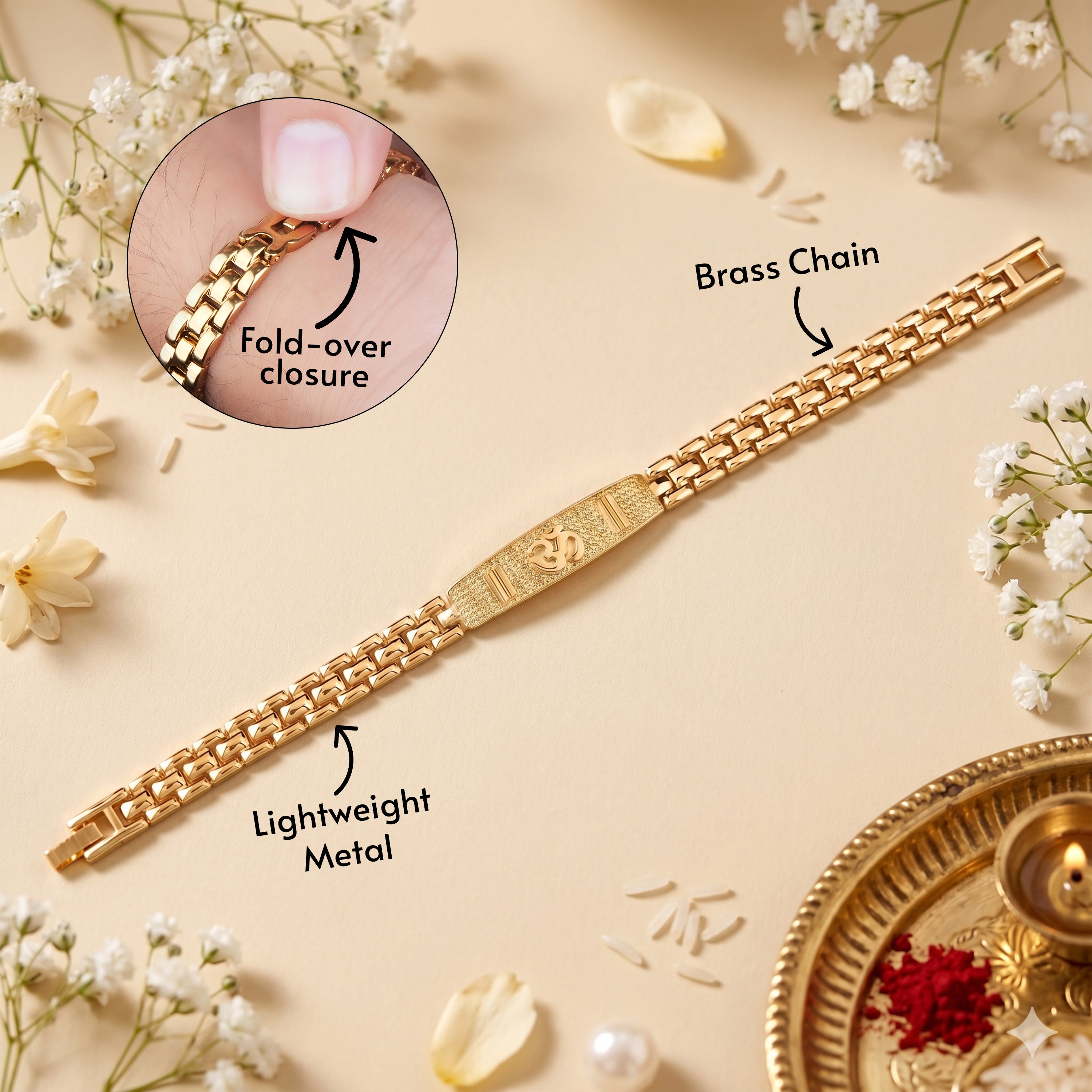 Om Shakti Bracelet Rakhi - Golden