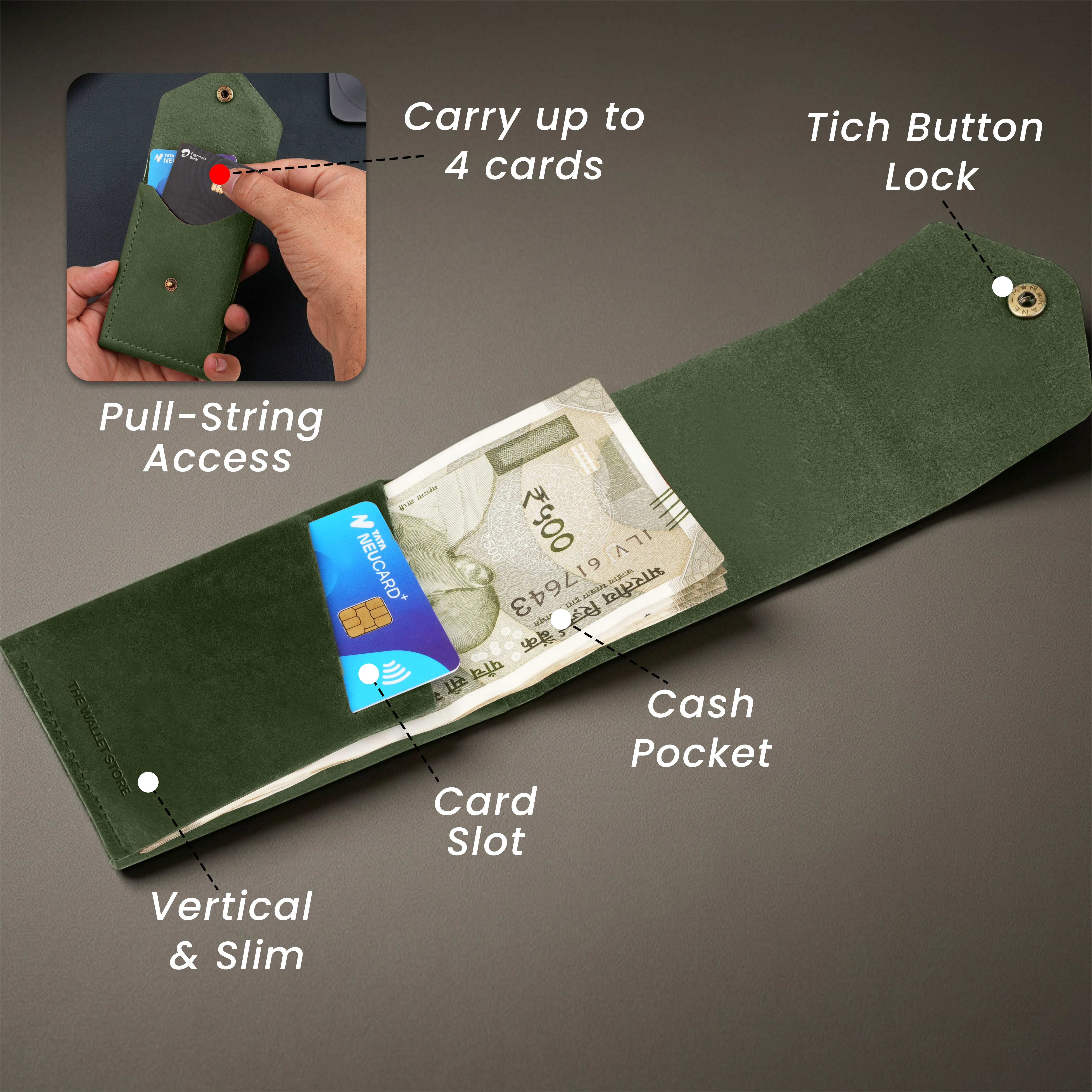 Flip 2.0 Genuine Leather Wallet - Dark Green