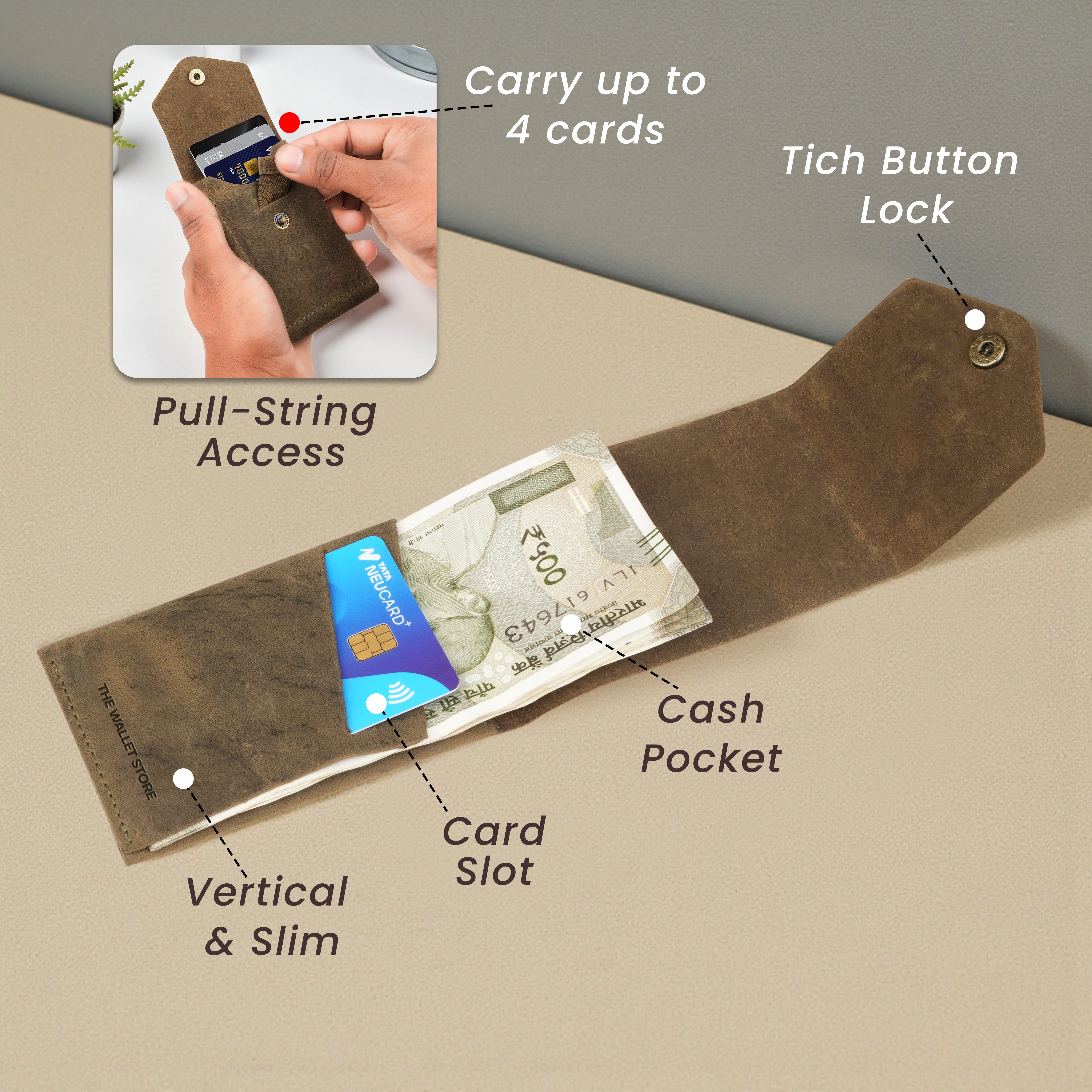 Flip Genuine Leather Wallet - Green