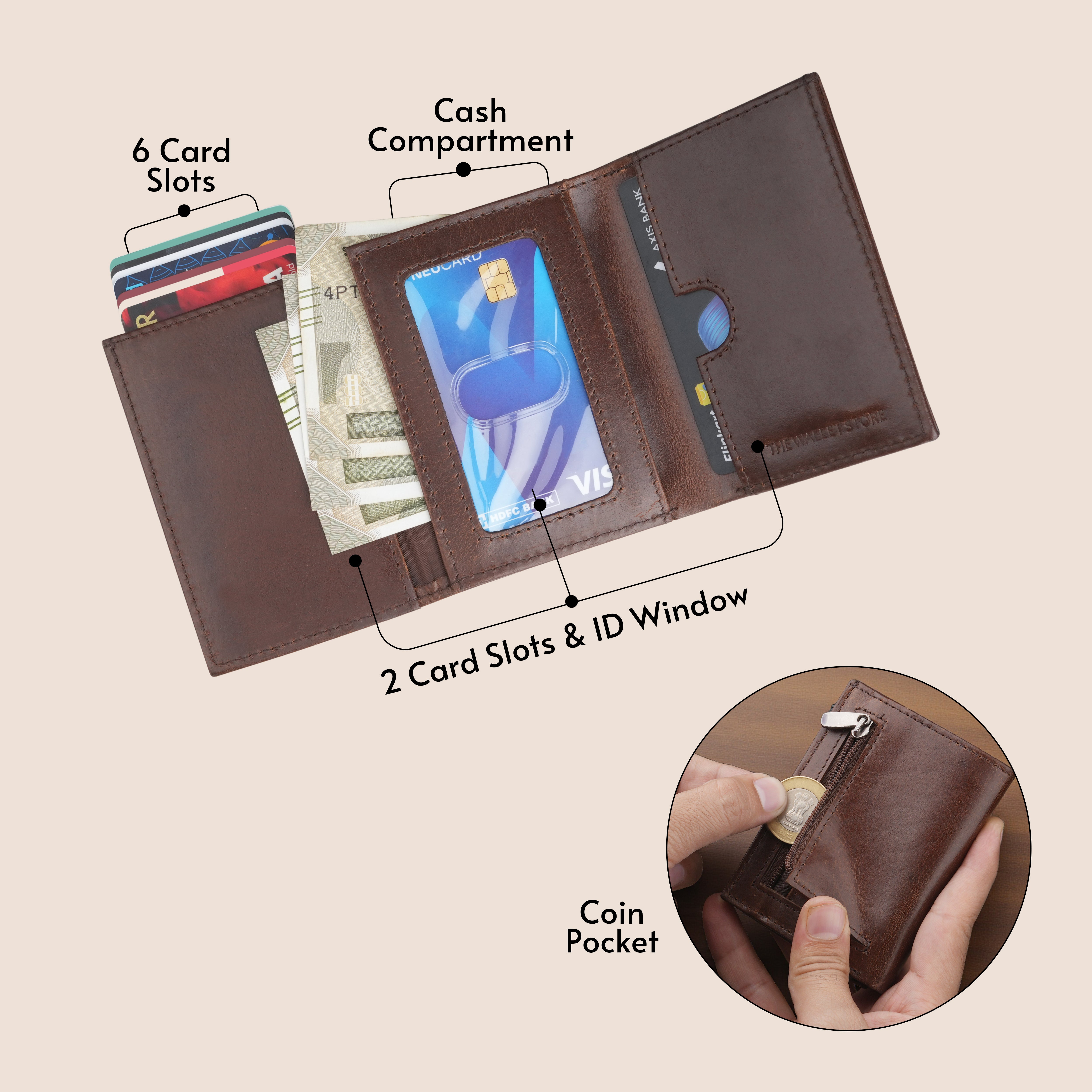 Defender 2.0 RFID Protected Cardholder Wallet - Brown