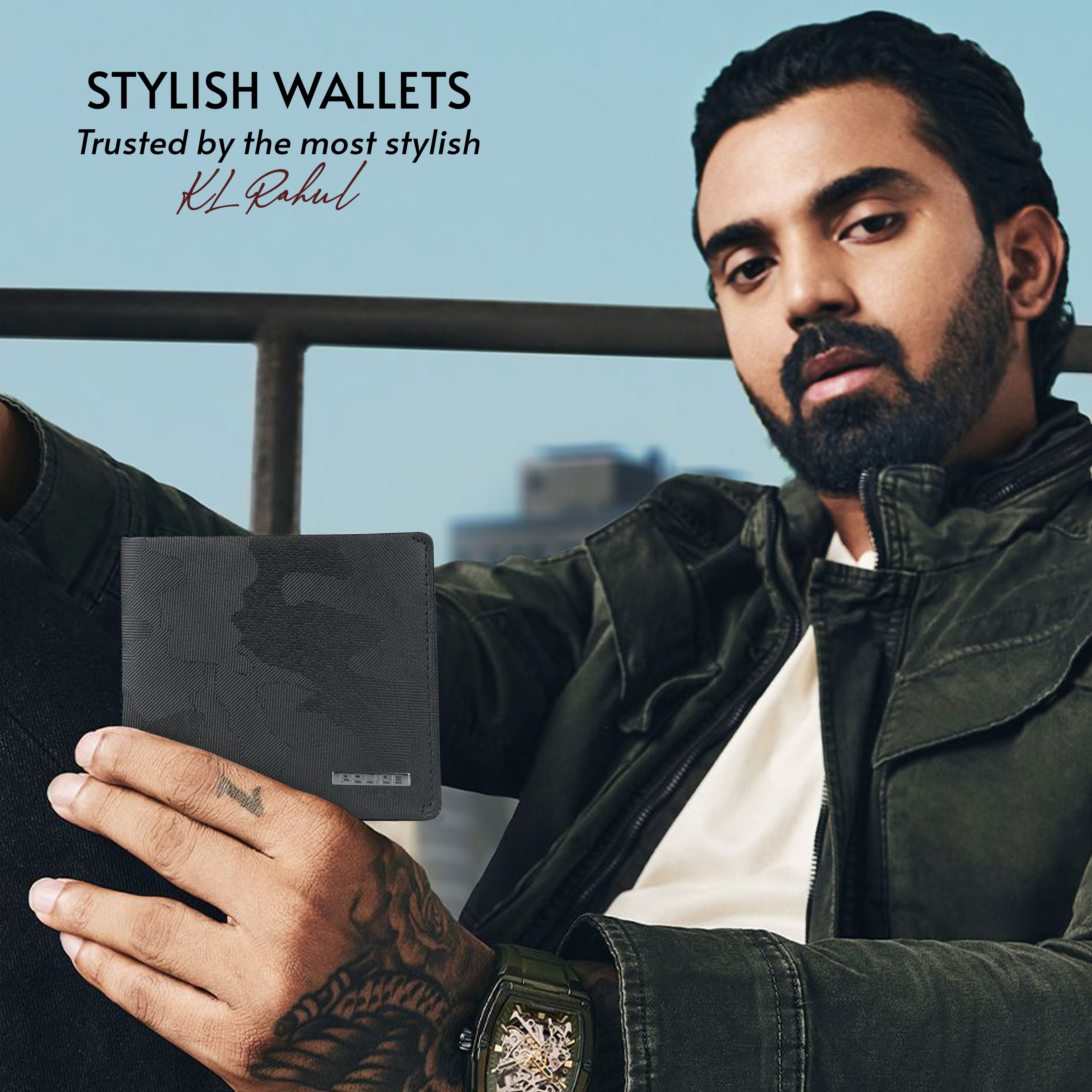 Police BerryBlack Slim Bi-Fold Leather Wallet